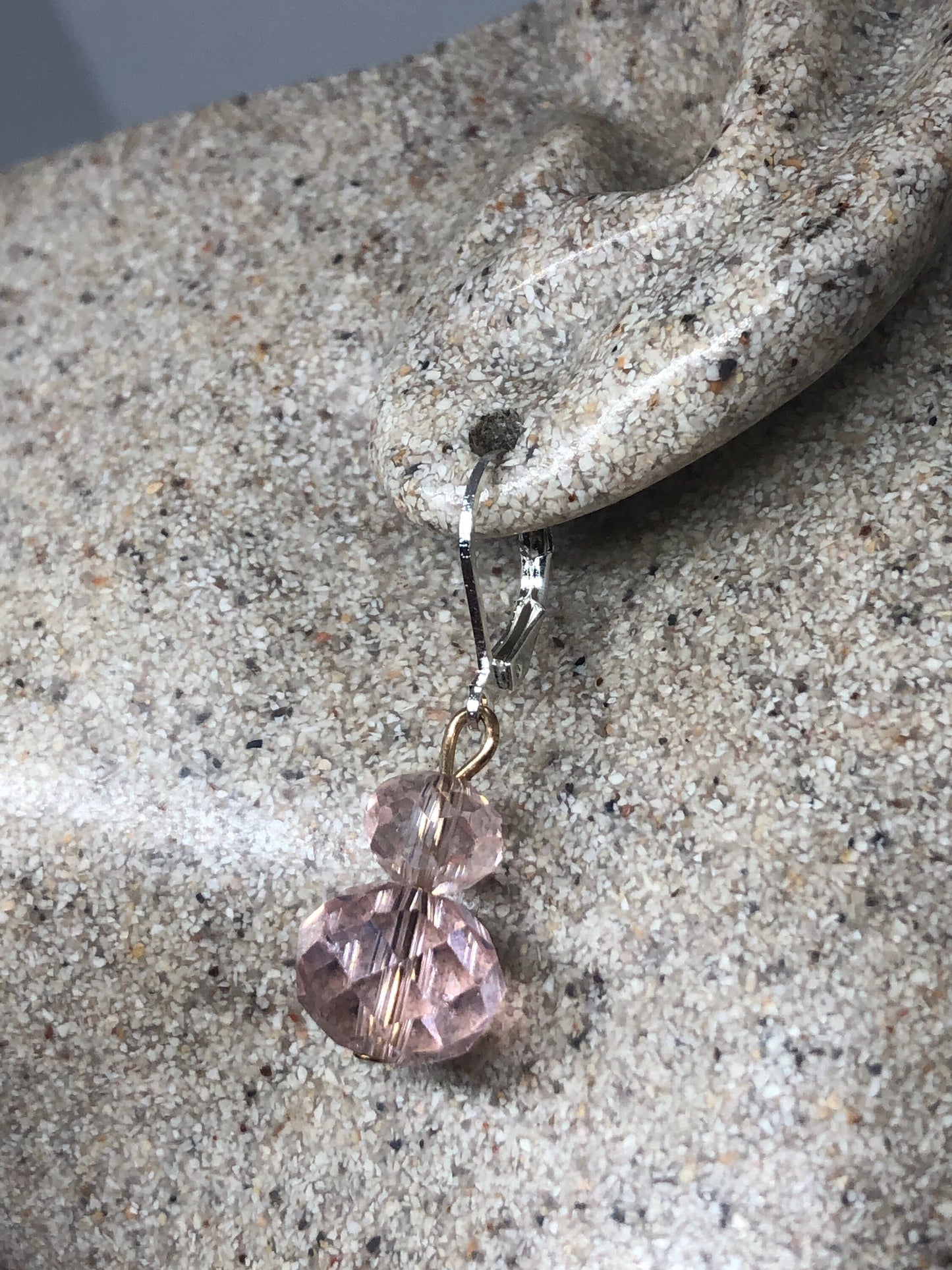Antique Crystal Sterling Silver Lever Back Dangle Earrings