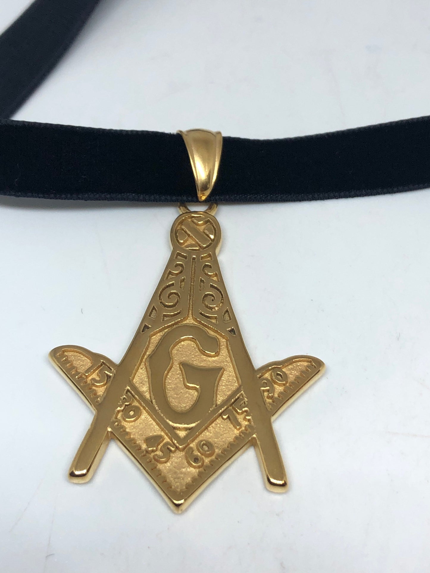 Vintage Golden Stainless Steel Free Mason Pendant Necklace