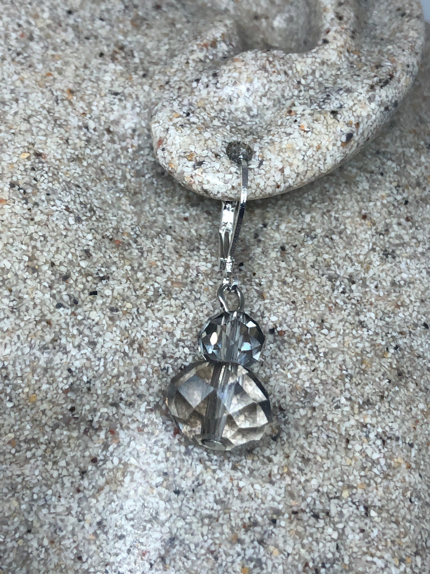 Antique Crystal Sterling Silver Lever Back Dangle Earrings