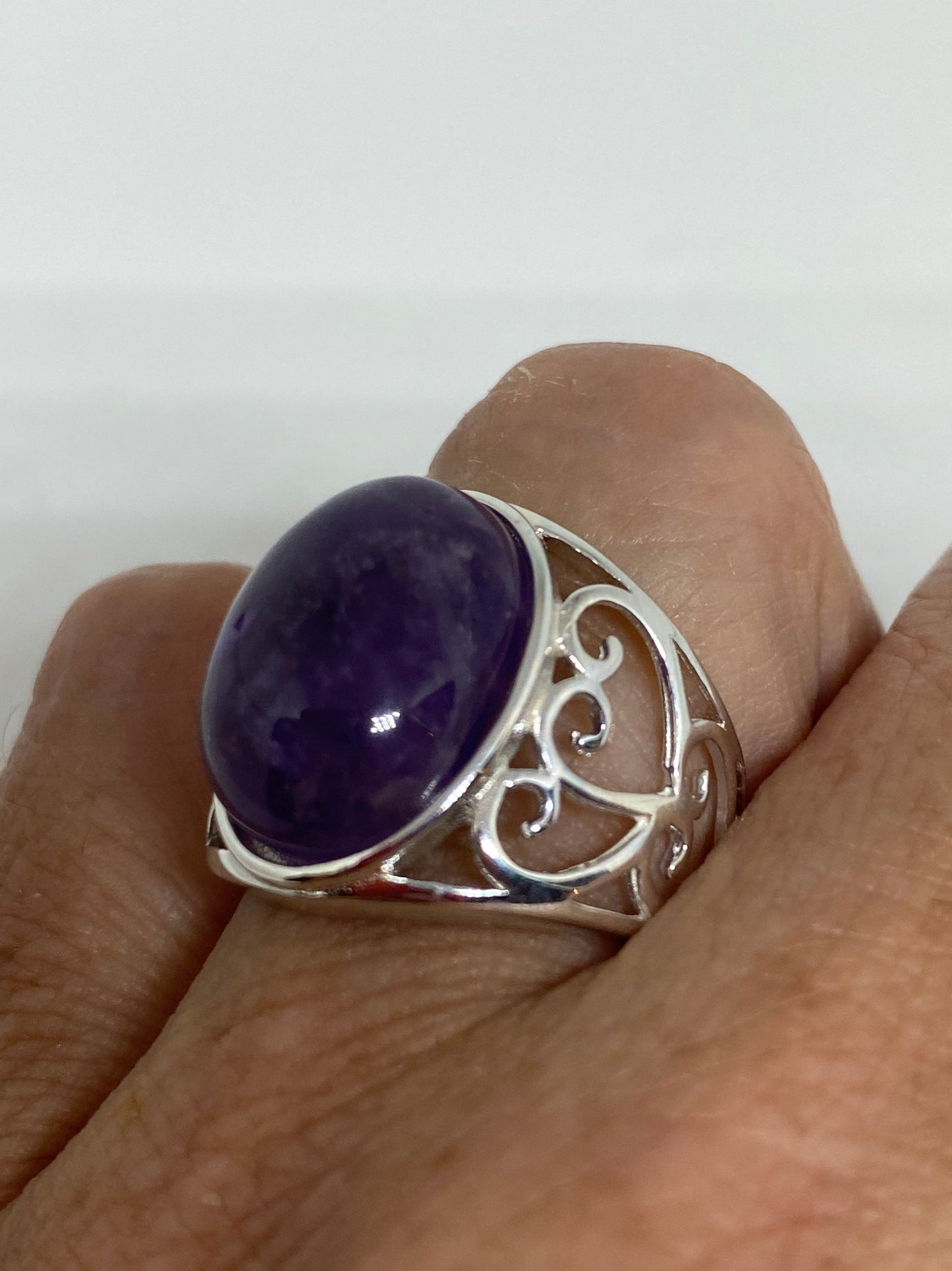 Vintage Purple Amethyst Ring 925 Sterling Silver