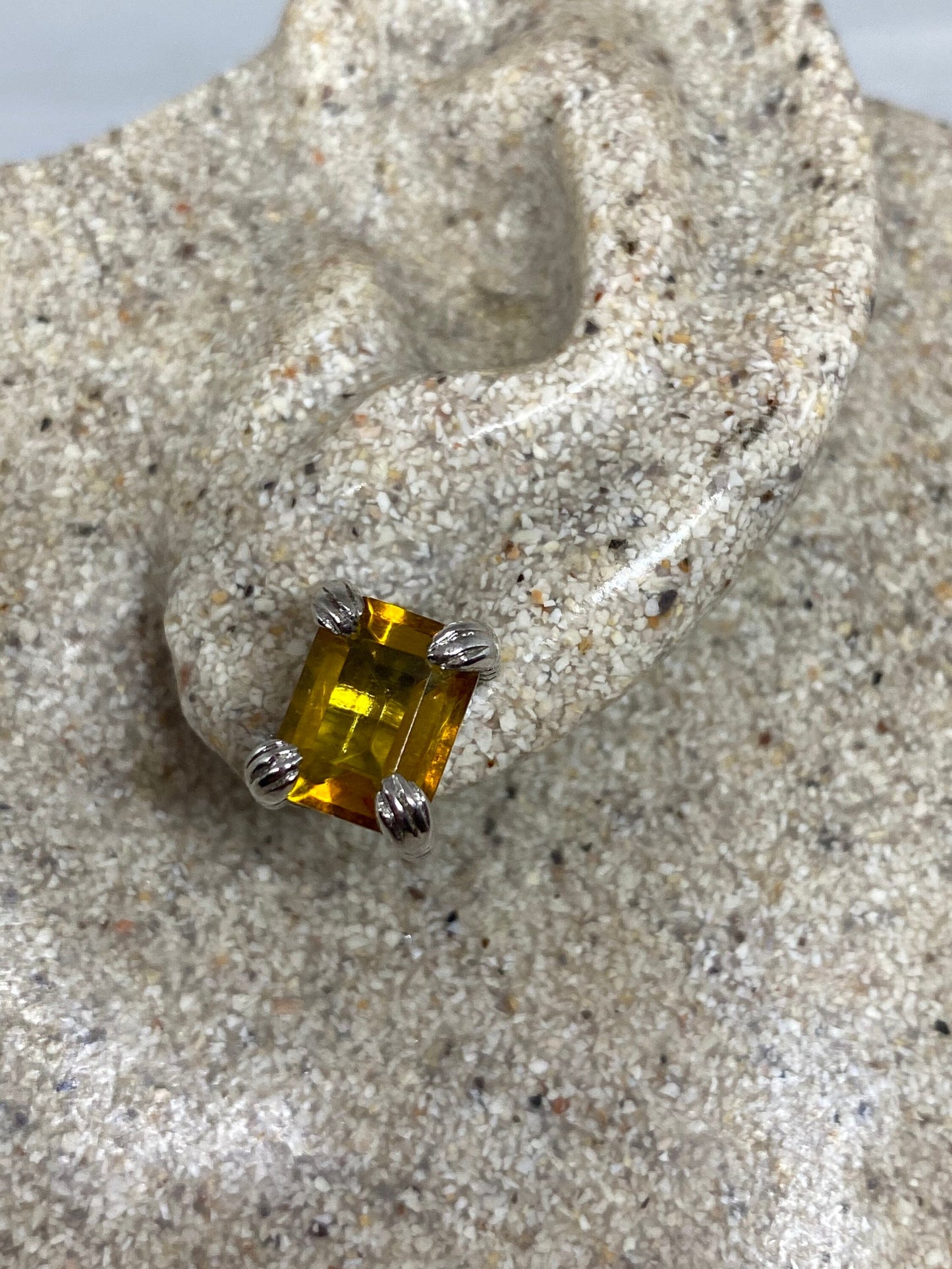 Handmade Vintage Genuine Baltic Yellow Sterling Silver button Earrings