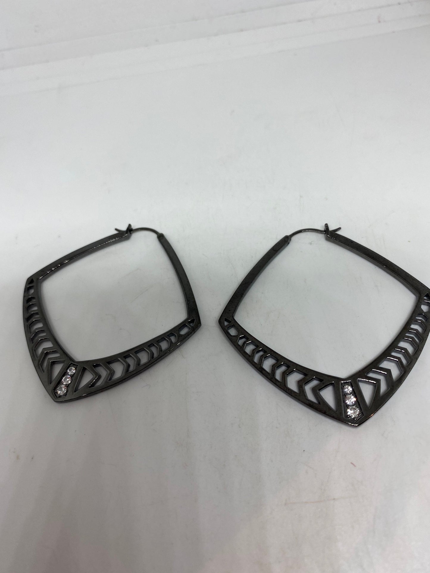 Vintage White Sapphire Hoop Earrings