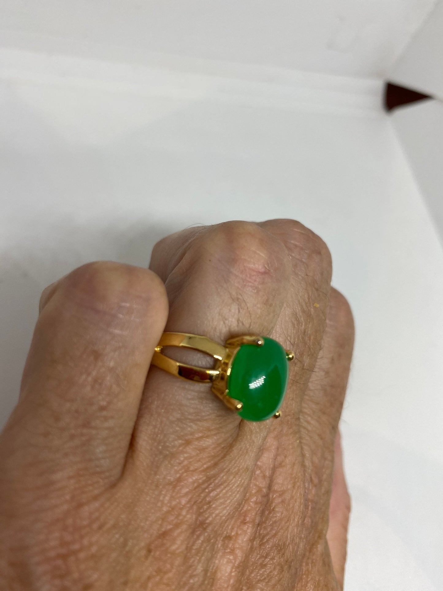 Vintage Lucky Green Nephrite Jade Ring