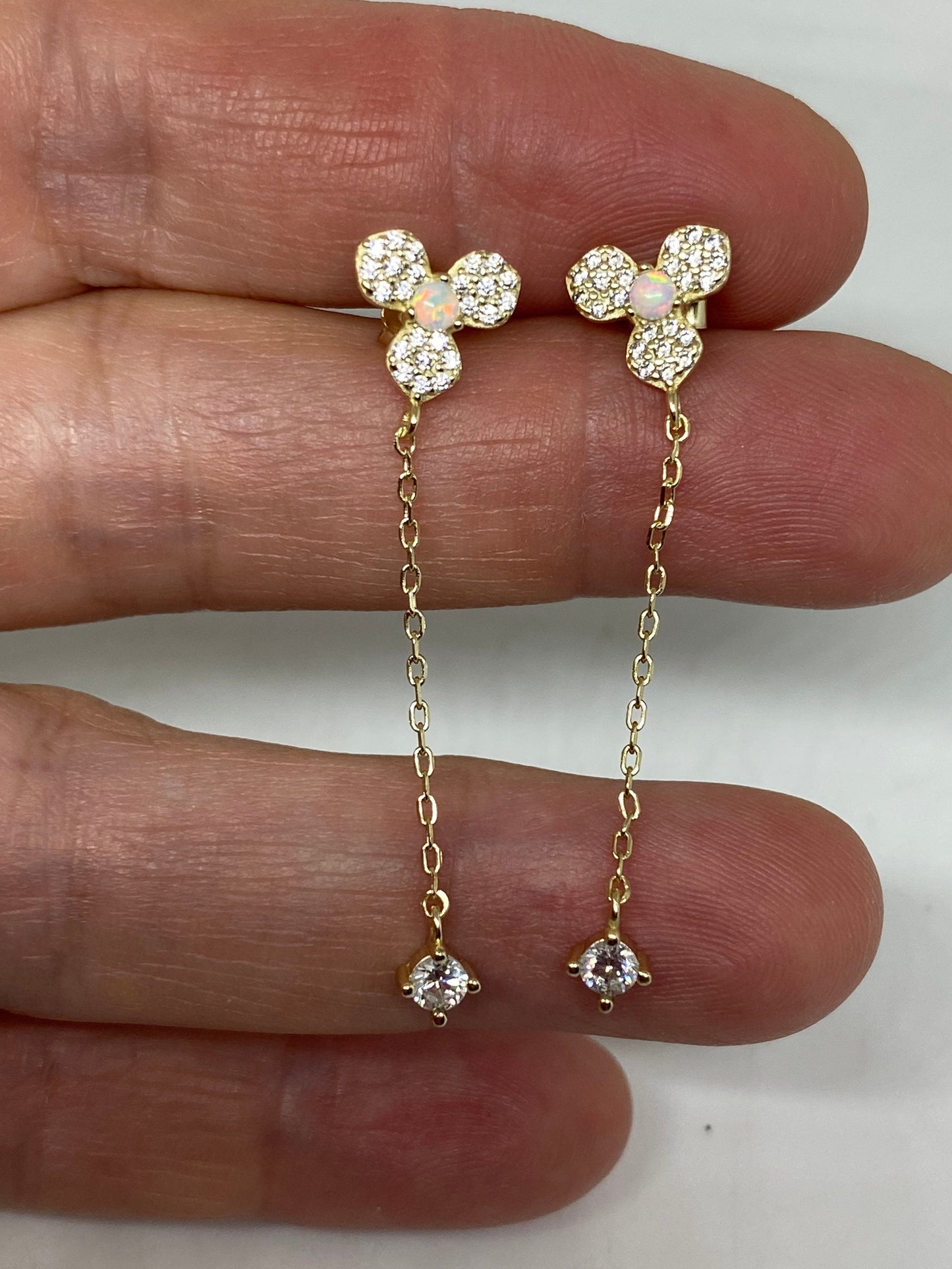 Vintage Opal Earrings Golden 925 Sterling Silver