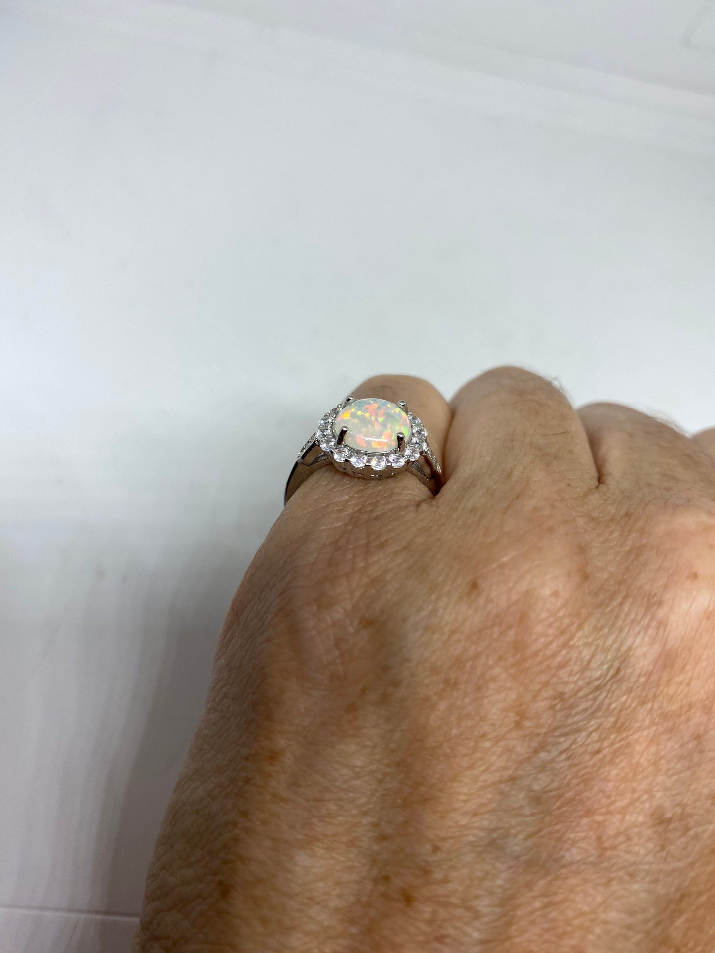 Vintage Ethiopian Opal Band 925 Sterling Silver Band Ring