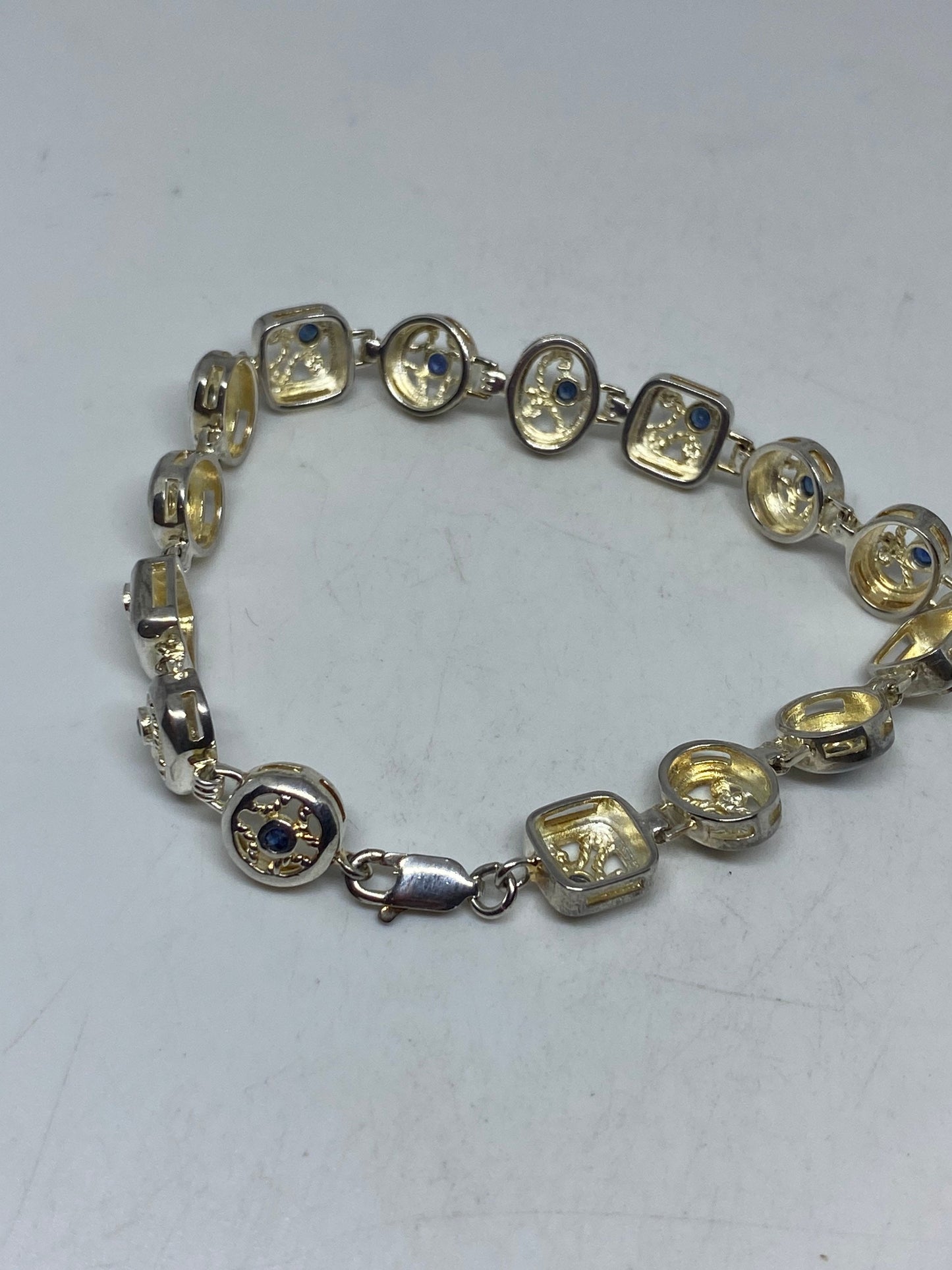 Handmade Genuine Blue Iolite 925 Sterling Silver Tennis Bracelet