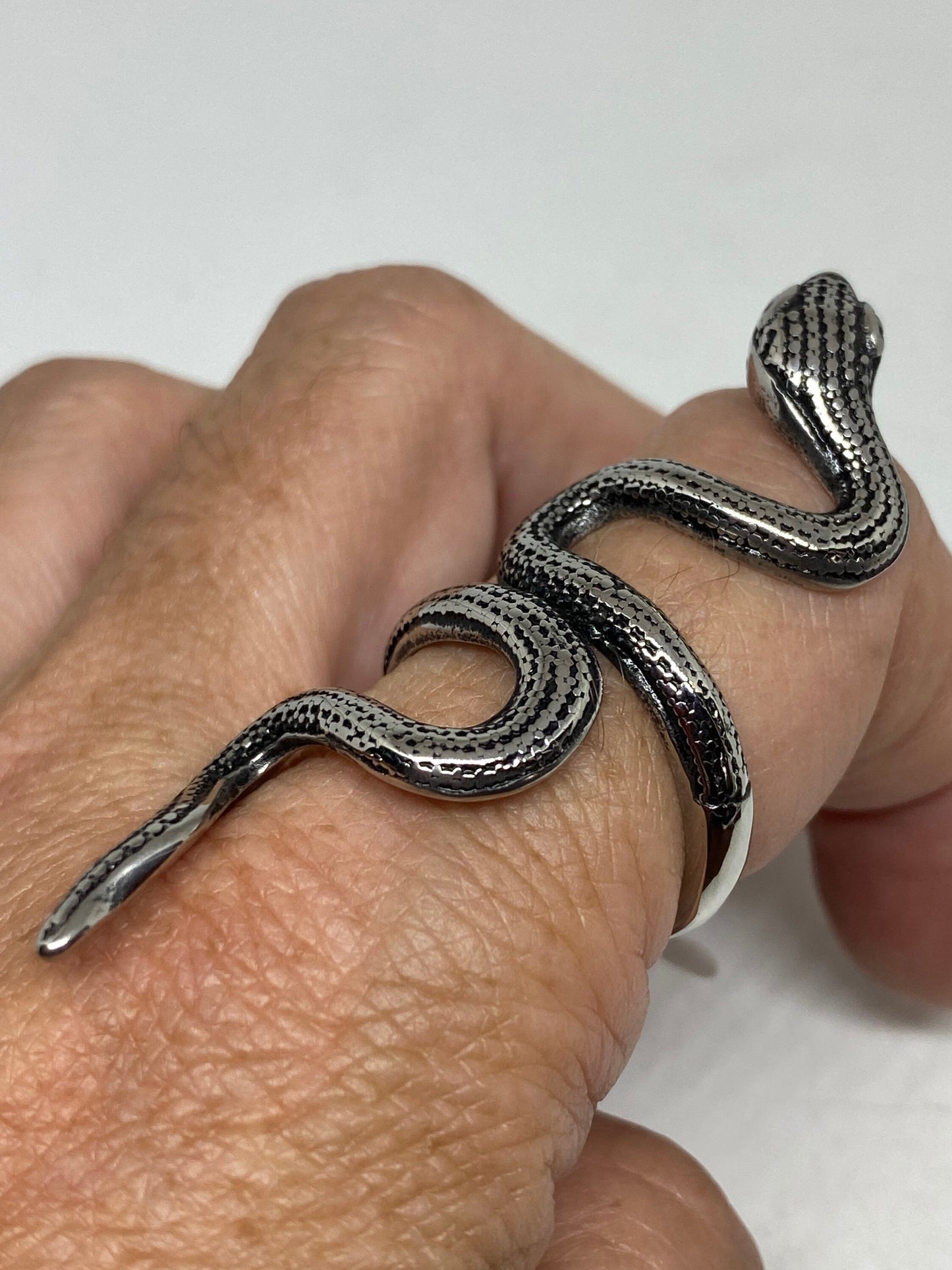 Vintage Silver Stainless Steel Snake Ring