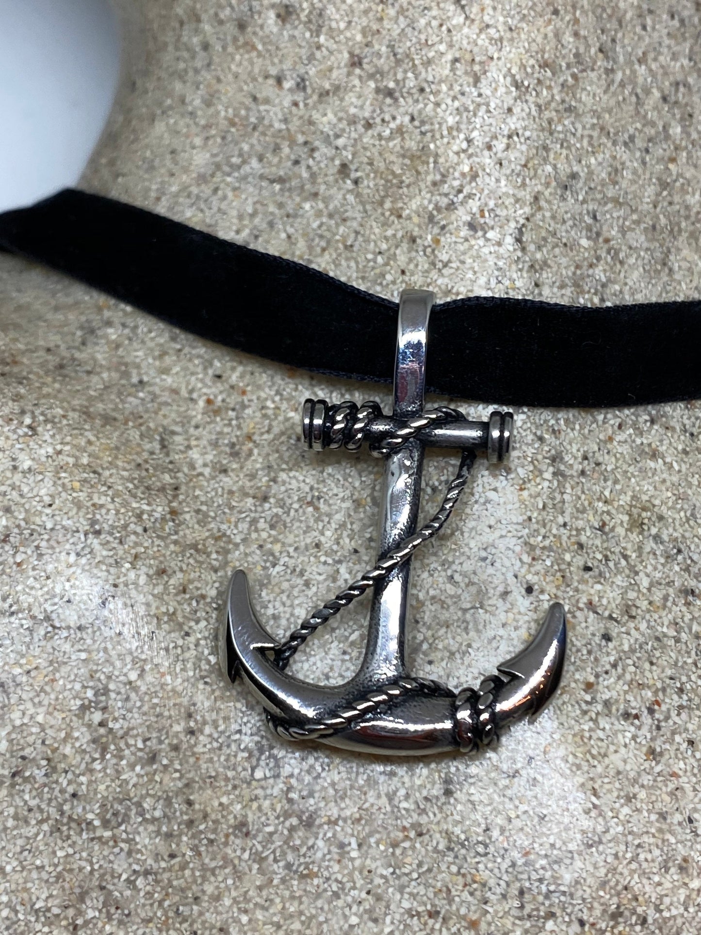 Vintage Celtic Silver Stainless Steel Anchor Pendant Necklace