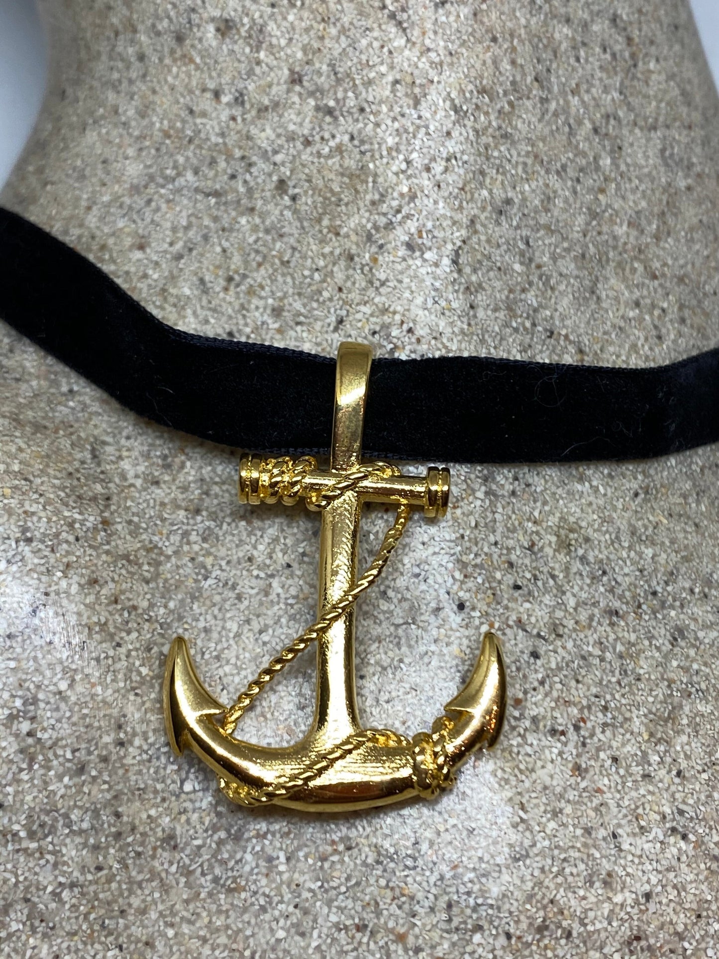 Vintage Celtic Golden Stainless Steel Anchor Pendant Necklace