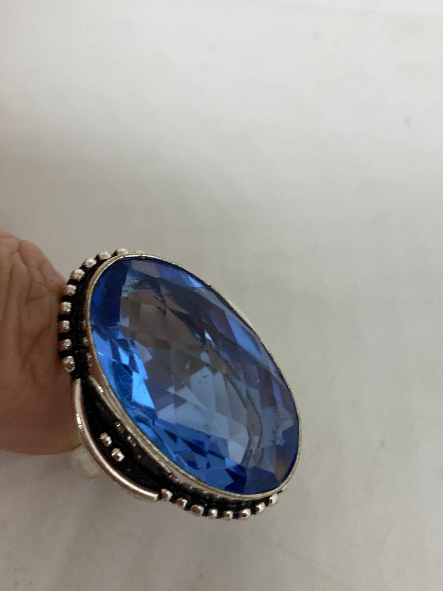 Vintage Aquamarine Vintage Art Glass Deco Ring