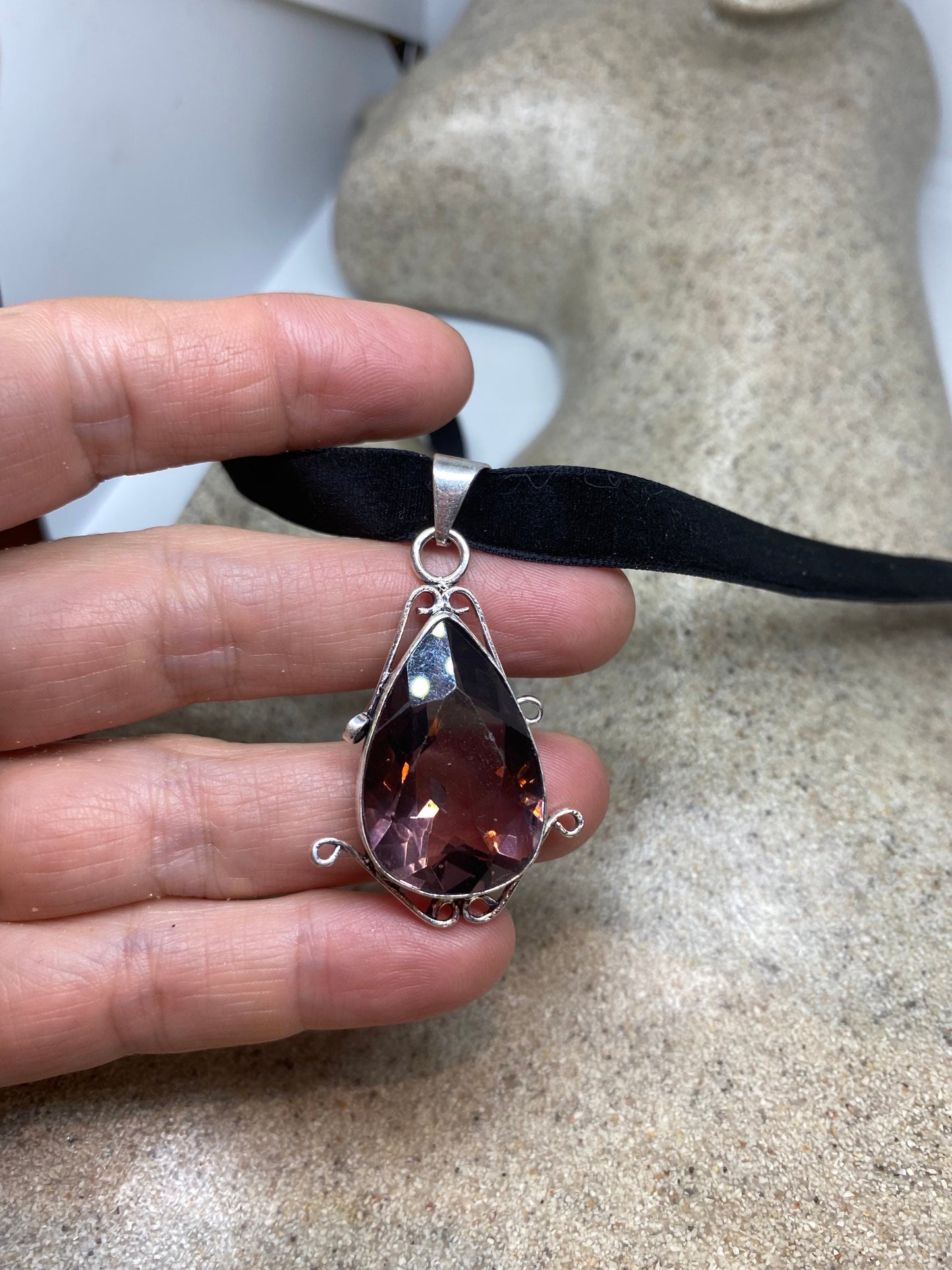 Vintage Purple Amethyst Choker Necklace