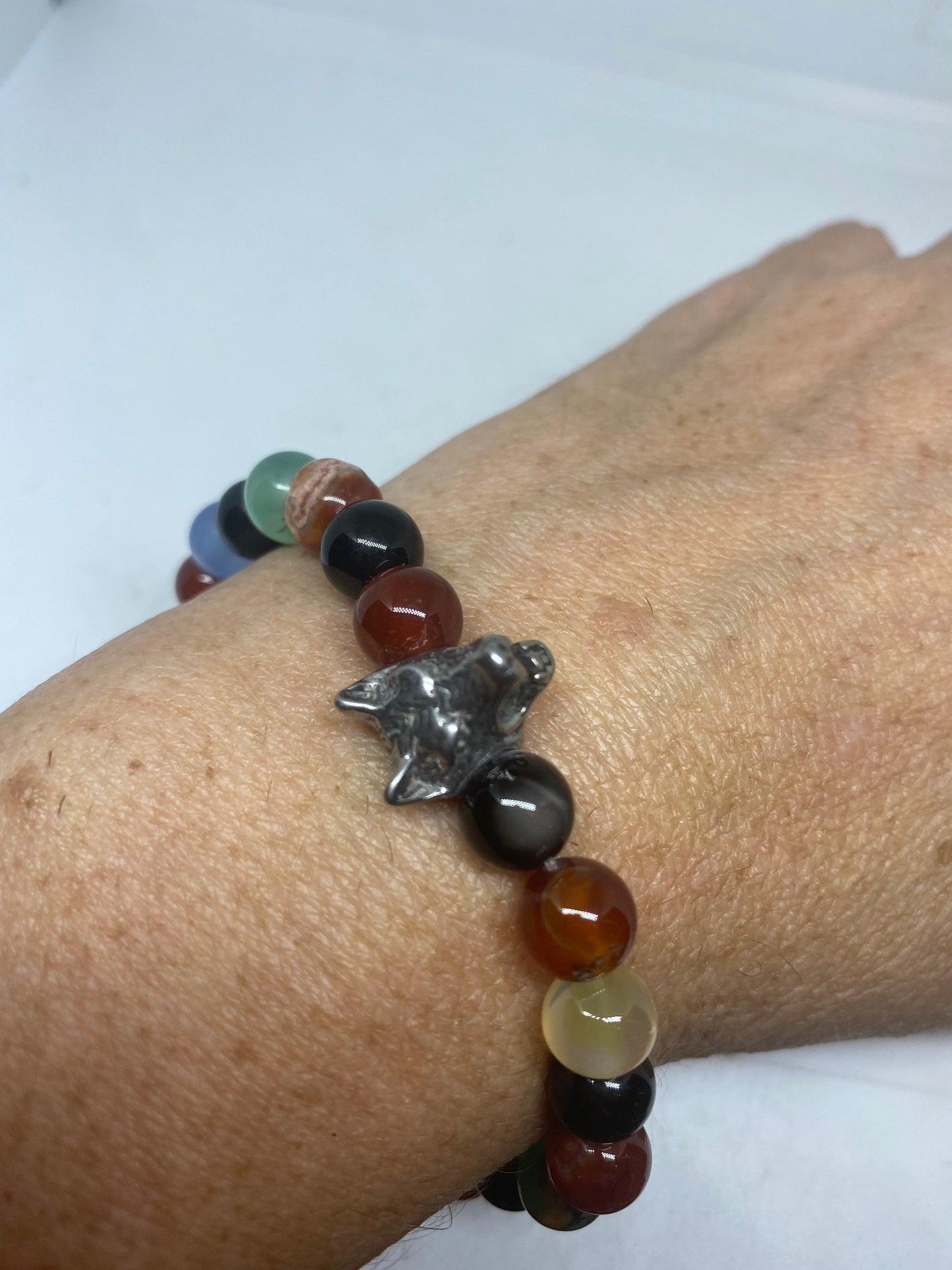 Vintage Style Unisex Mens Stretch Wolf Bracelet