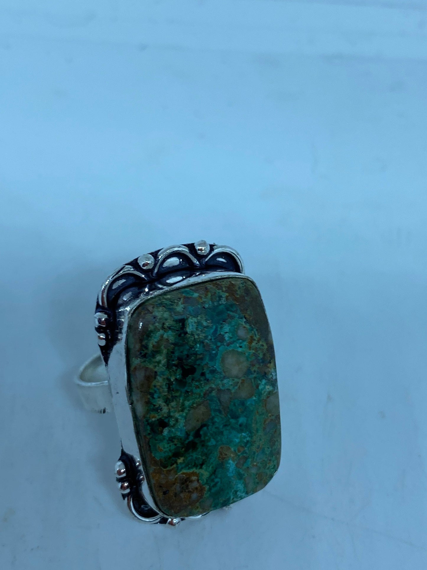Vintage Genuine Blue Amazonite Silver Ring