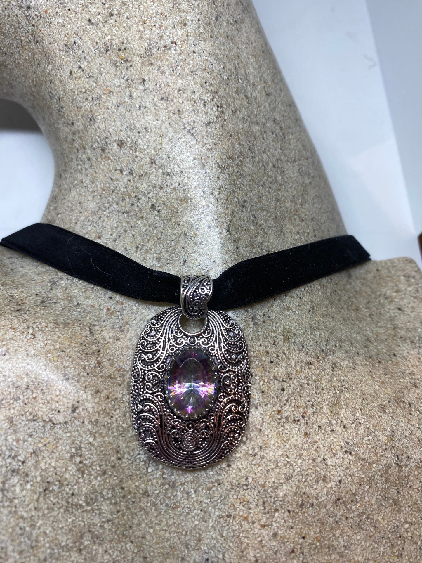 Vintage Purple Mystic Amethyst Choker Necklace