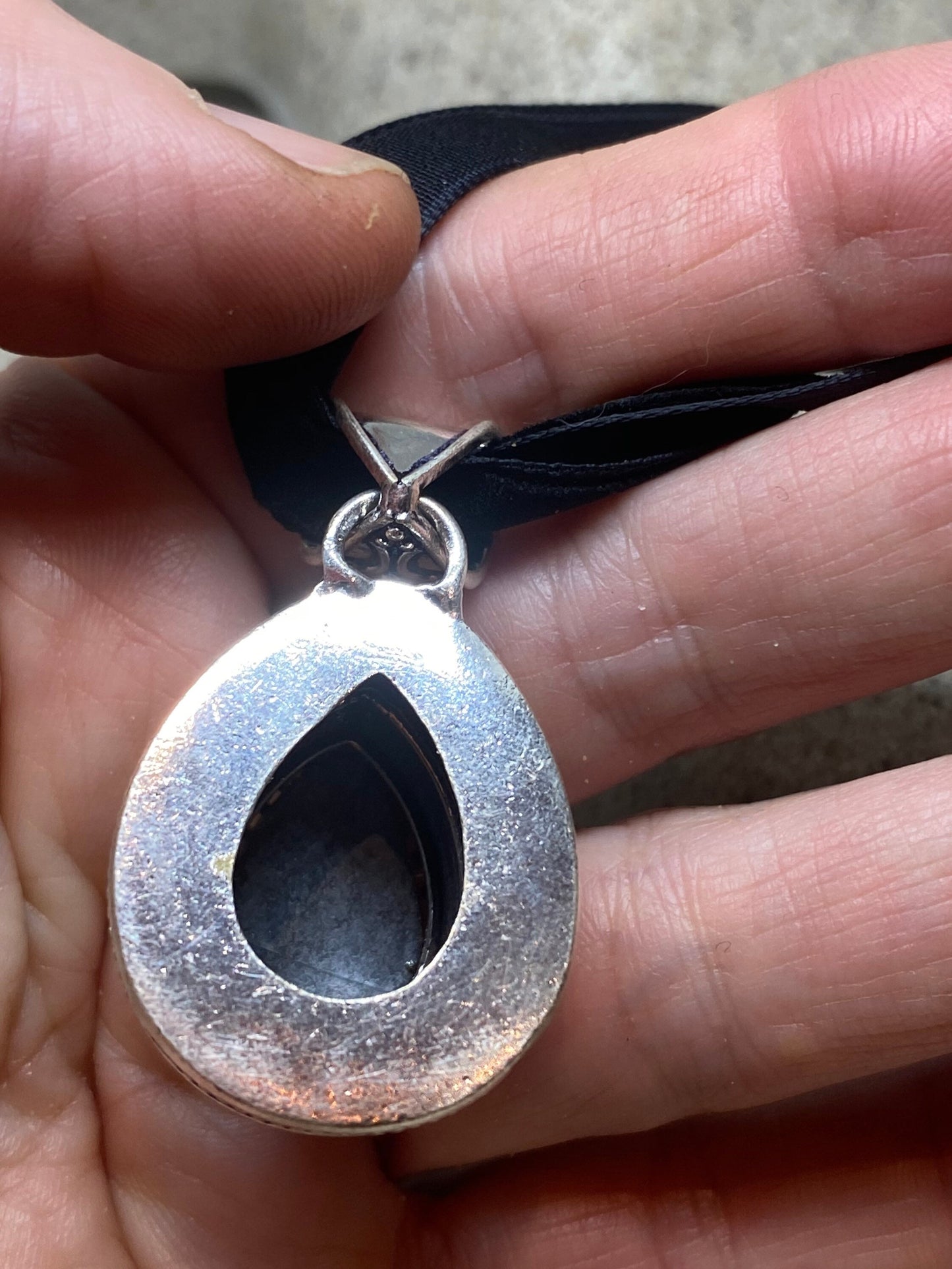Vintage Silver Finished Genuine Antique Abalone Choker Necklace