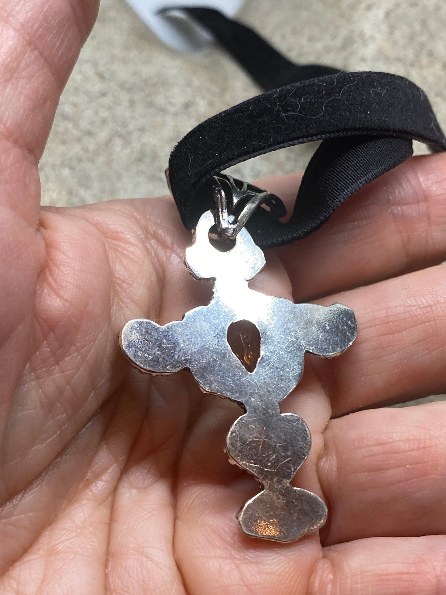 Vintage Handmade Bronze Silver Golden Citrine cross Pendant