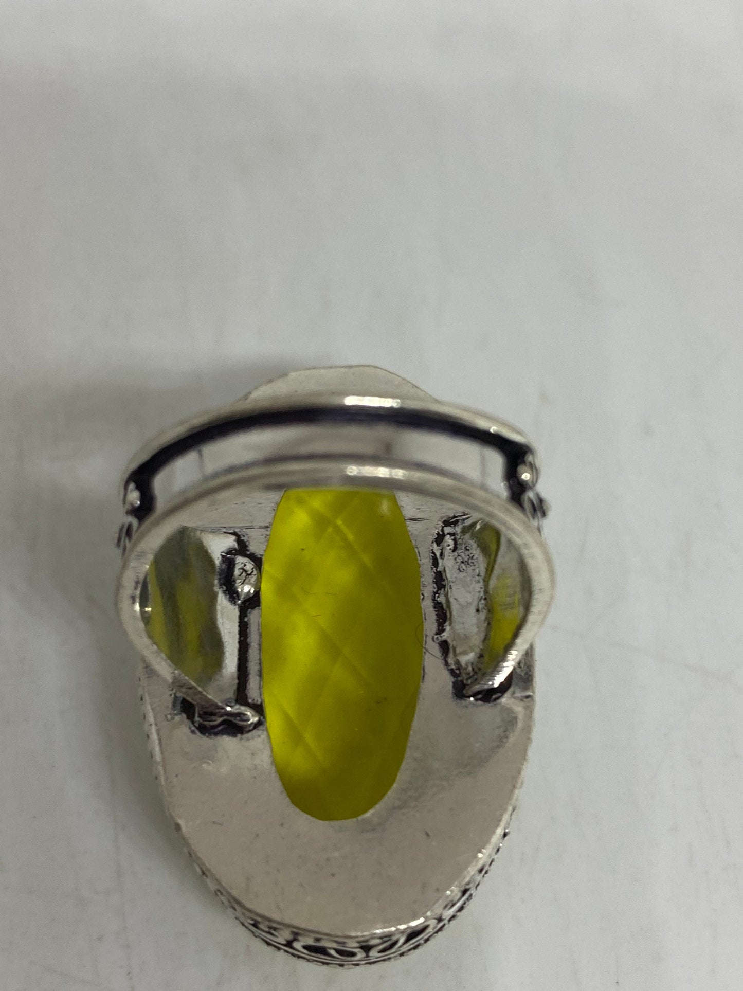 Vintage Yellow Vintage Art Glass Cocktail Ring Size 7