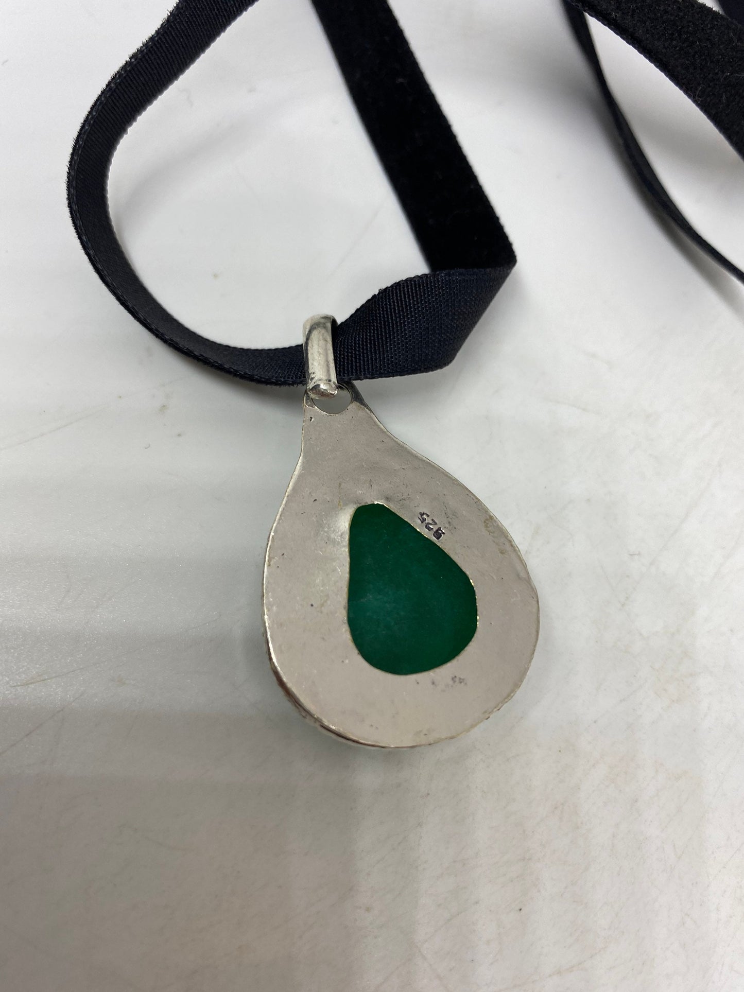 Vintage Green Raw Emerald Crystal Choker Pendant