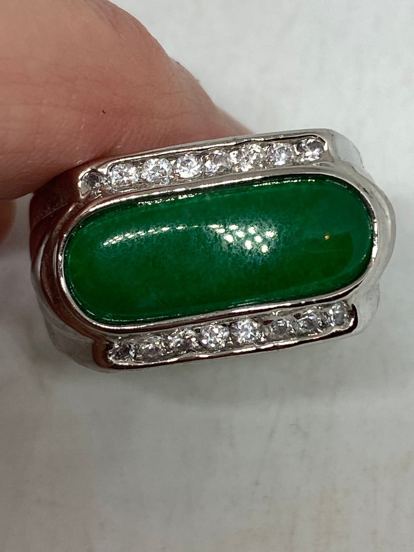 Vintage Lucky Green Nephrite Jade Ring