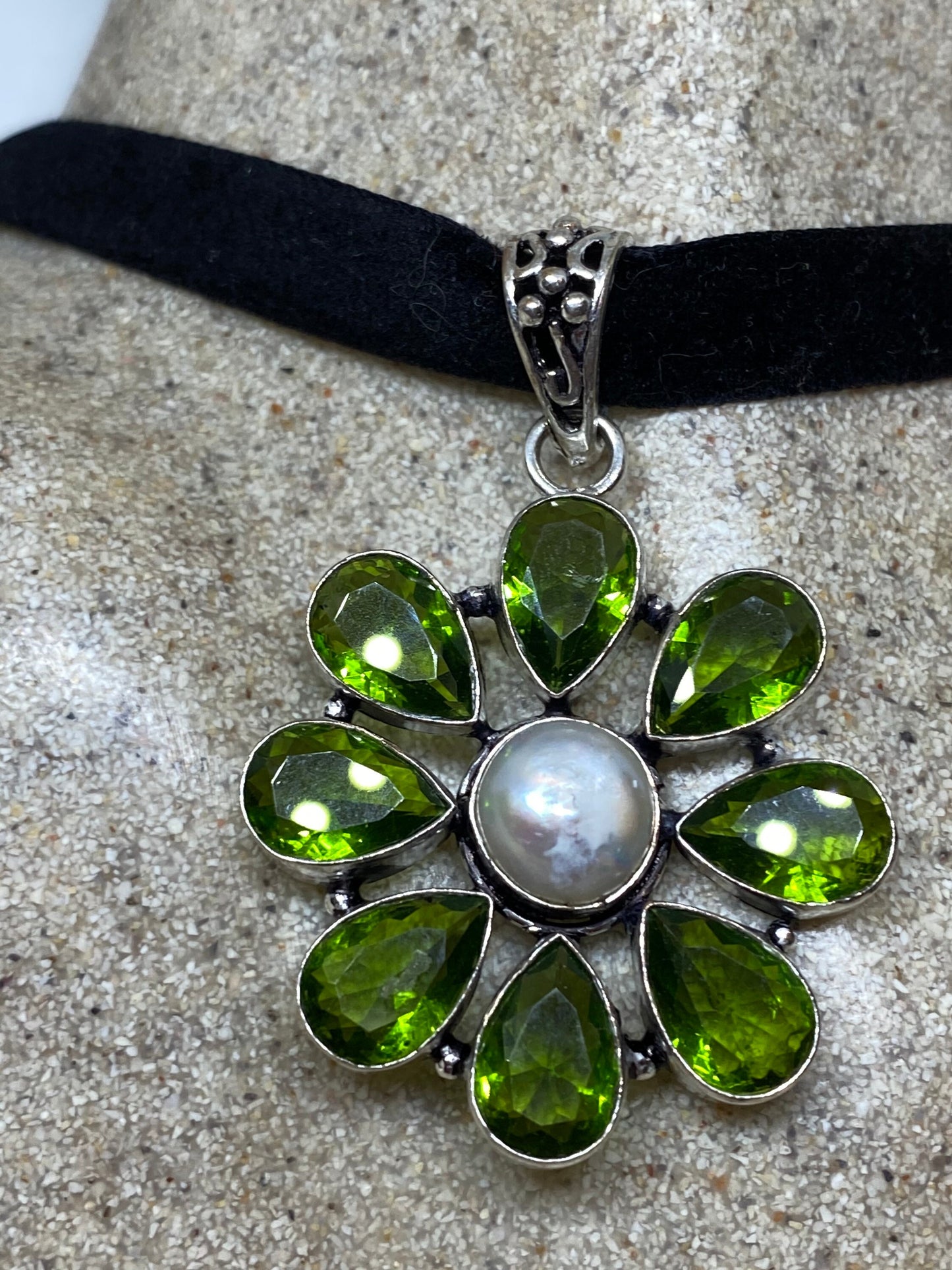 Vintage Handmade Silver Genuine Peridot Pendant