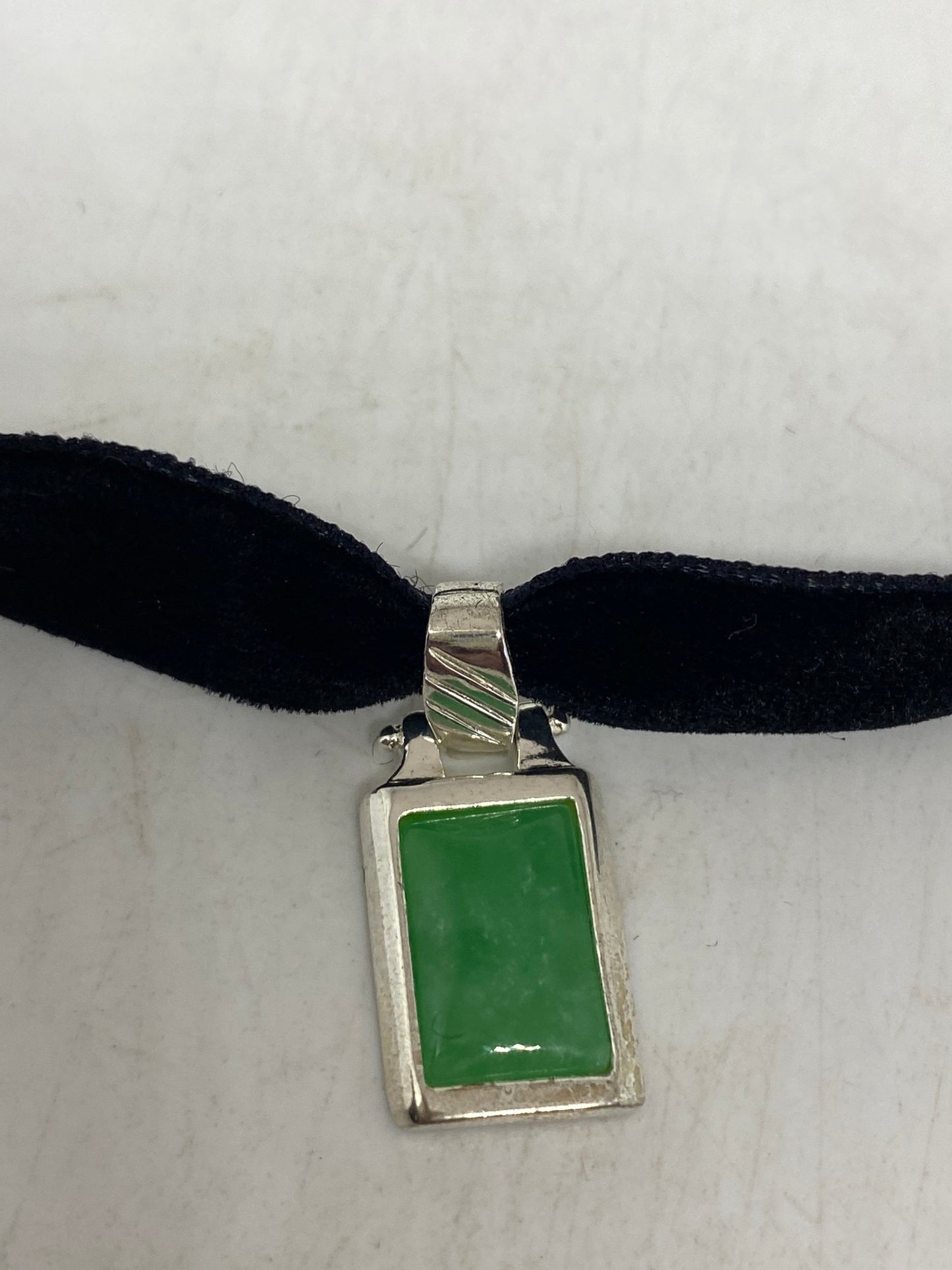 Vintage Handmade Jade 925 Sterling Silver Droplet Pendant