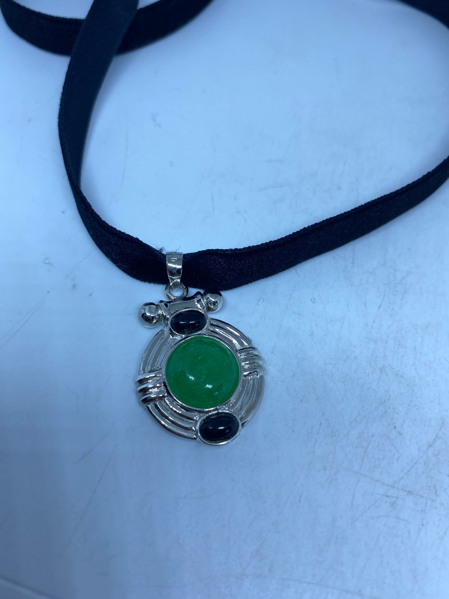 Vintage Handmade Jade 925 Sterling Silver Droplet Pendant