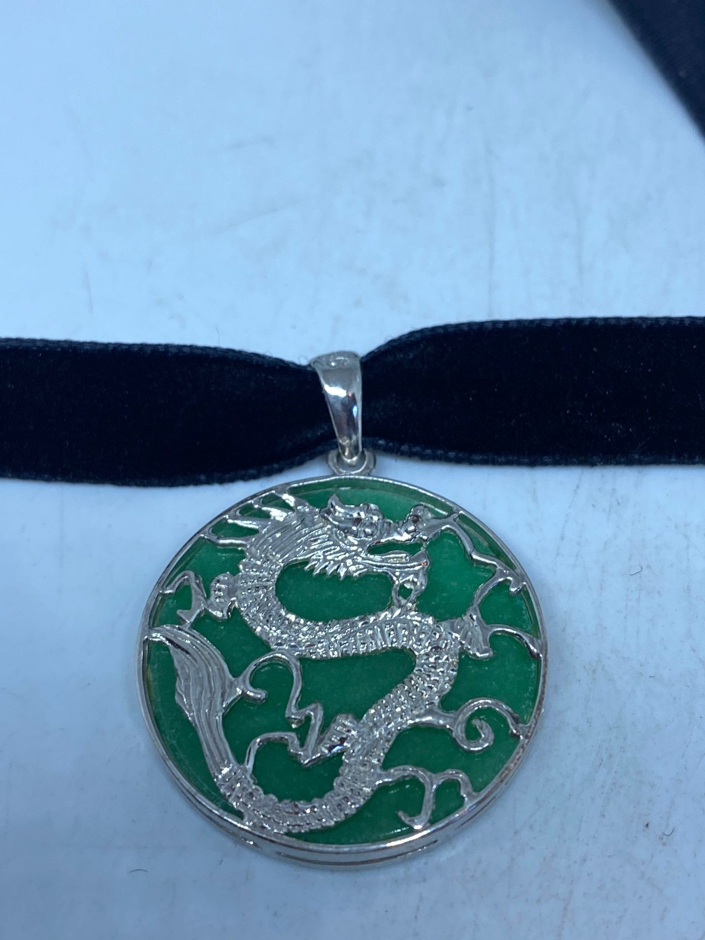 Vintage Handmade Jade 925 Sterling Silver Droplet Pendant