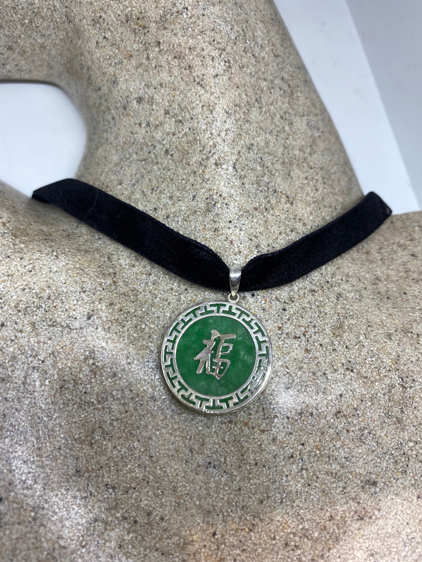 Vintage Handmade Jade 925 Sterling Silver Droplet Pendant