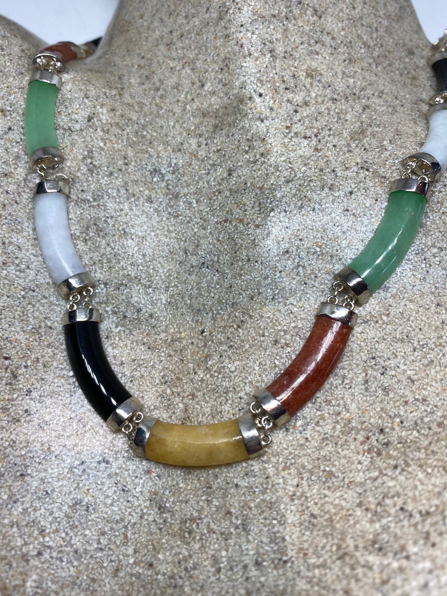 Vintage Handmade Real Jade 925 Sterling Silver