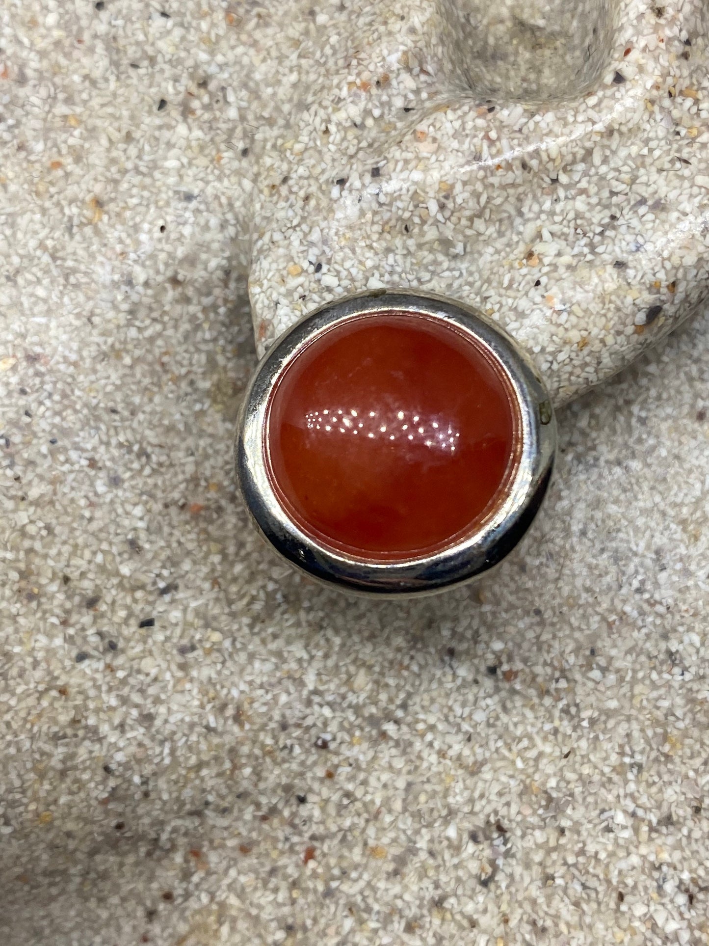 Vintage Genuine Orange Jade Gemstone Silver Earrings