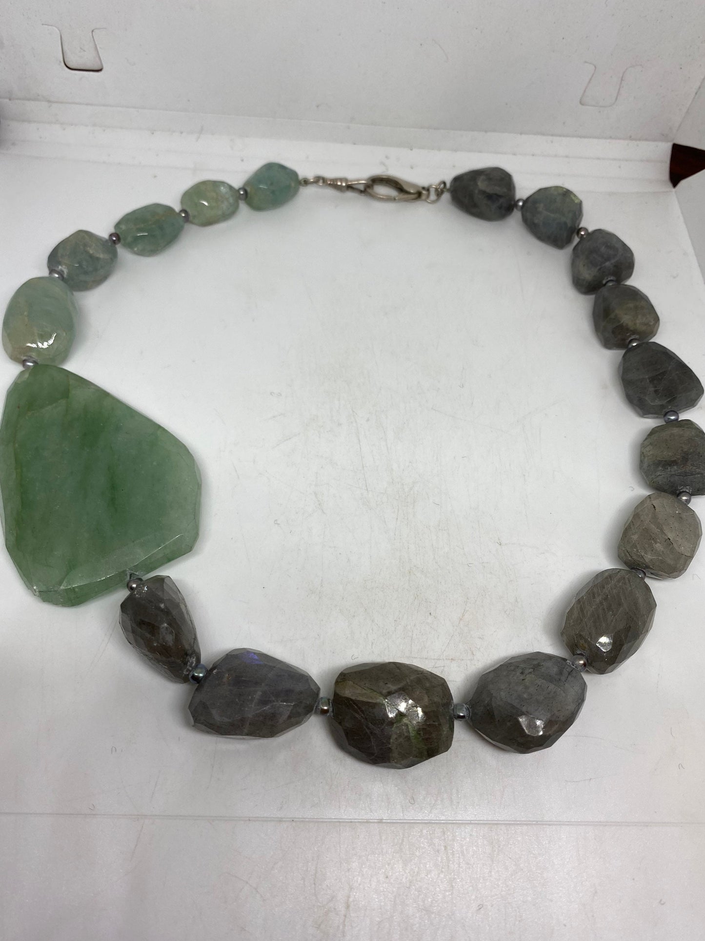 Vintage Genuine Labradorite Aventurine Gemstone Necklace