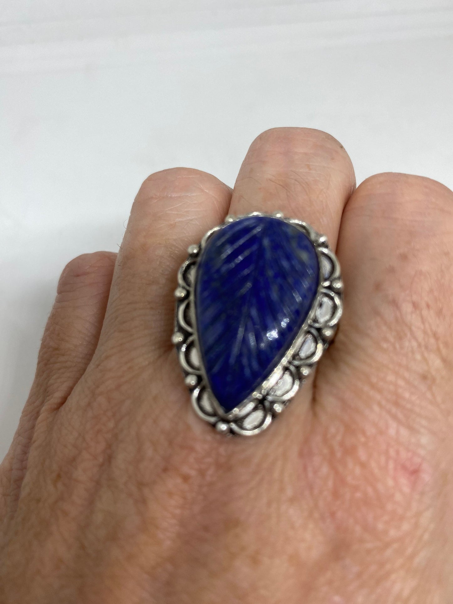 Vintage Blue Genuine Lapis Lazuli Ring Size 11