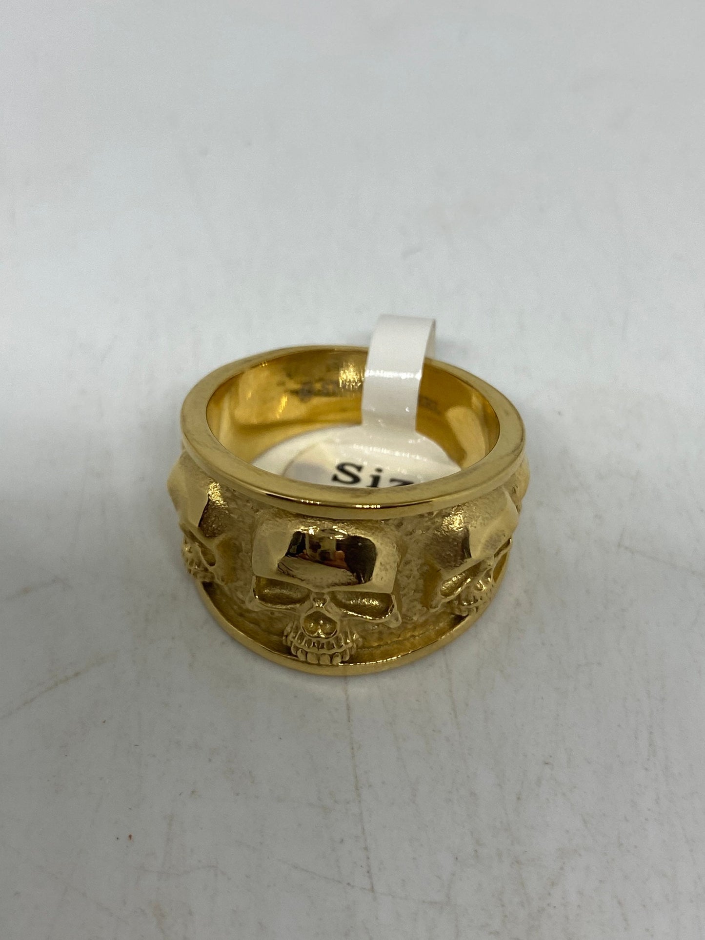 Vintage Gothic Golden Stainless Steel Skull Catacombs Mens Ring