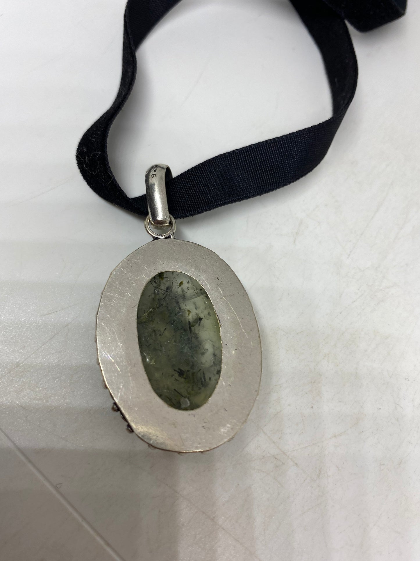 Vintage Green Aventurine Crystal Choker Pendant Necklace