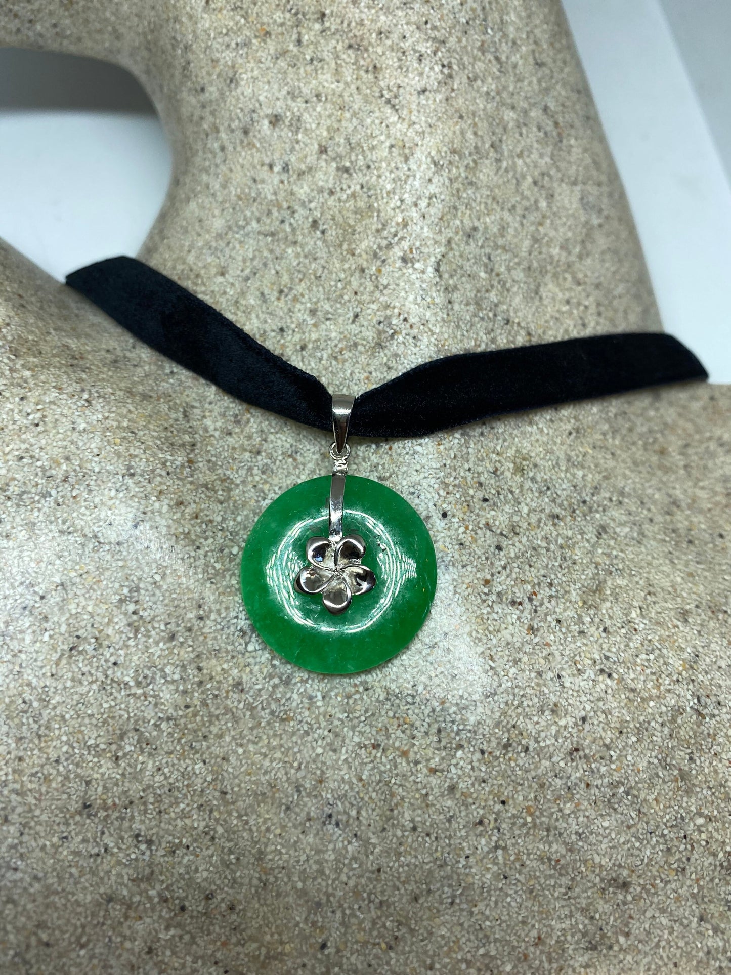 Vintage Handmade Jade 925 Sterling Silver Droplet Pendant