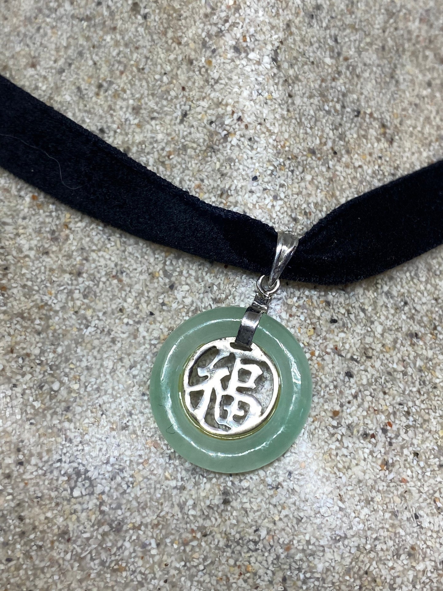 Vintage Handmade Jade 925 Sterling Silver Droplet Pendant