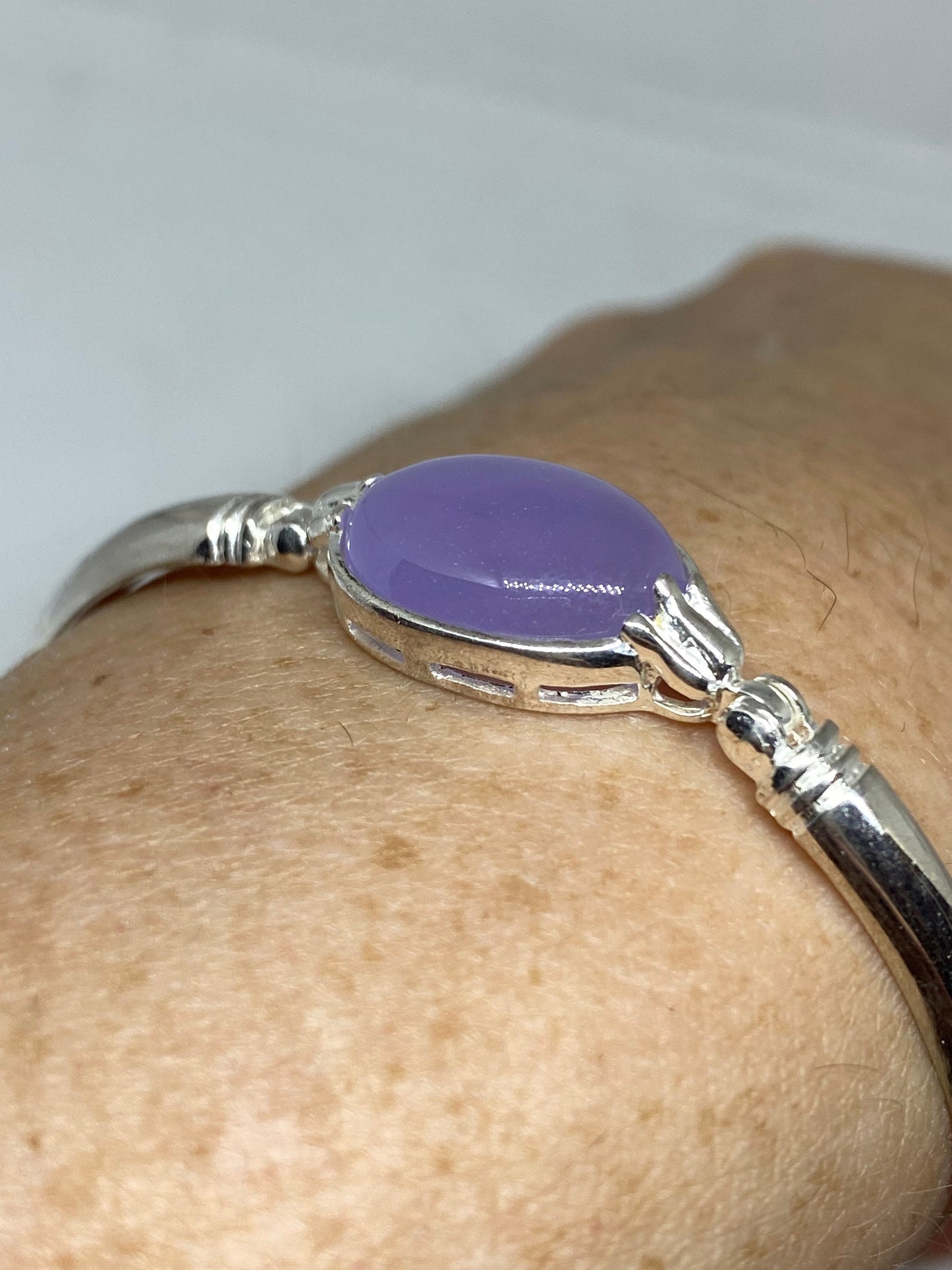 Vintage Purple Jade Tennis Bracelet in 925 Sterling Silver