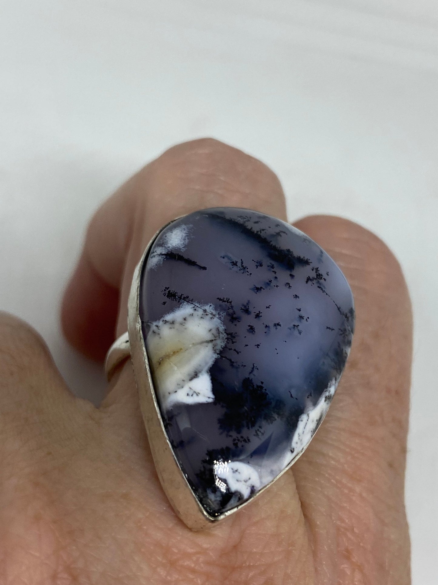 Vintage Brown Agate Silver Ring Size 7.5