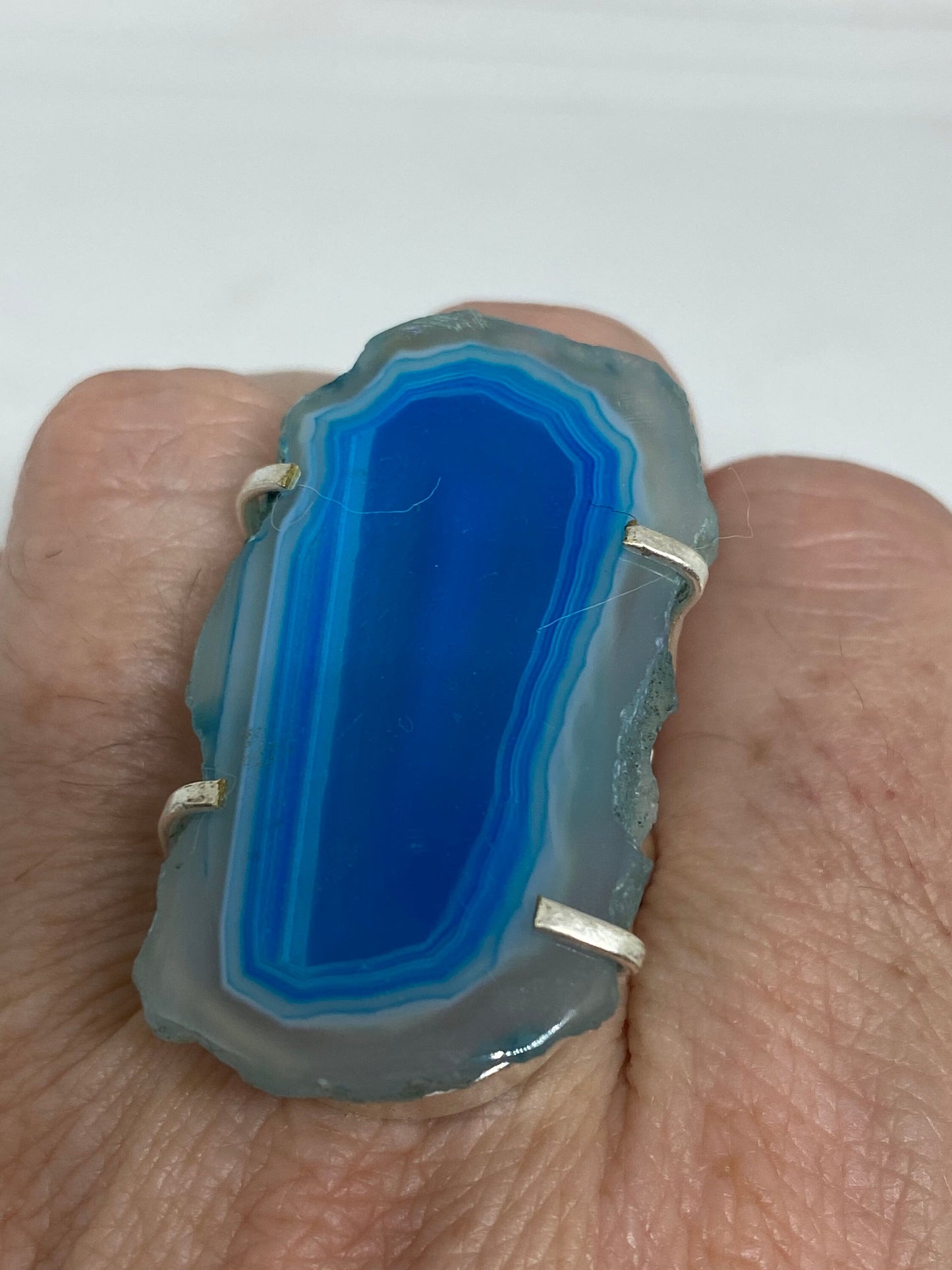 Vintage Genuine Blue Lace agate Silver Ring