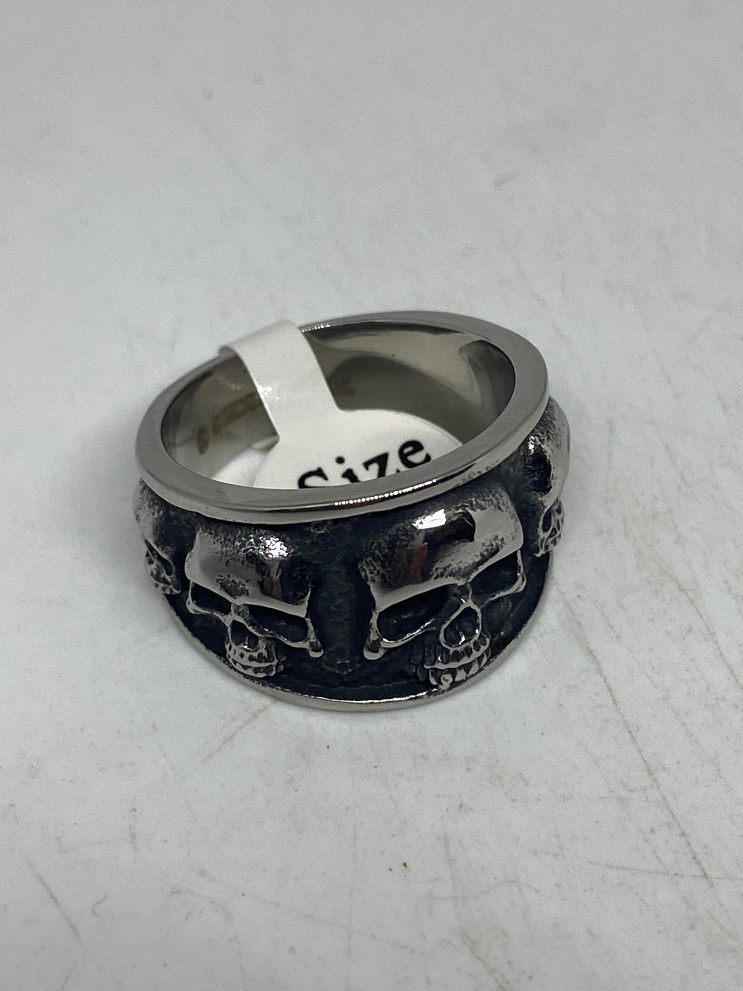 Vintage Gothic Stainless Steel Skulls Catacombs Mens Ring