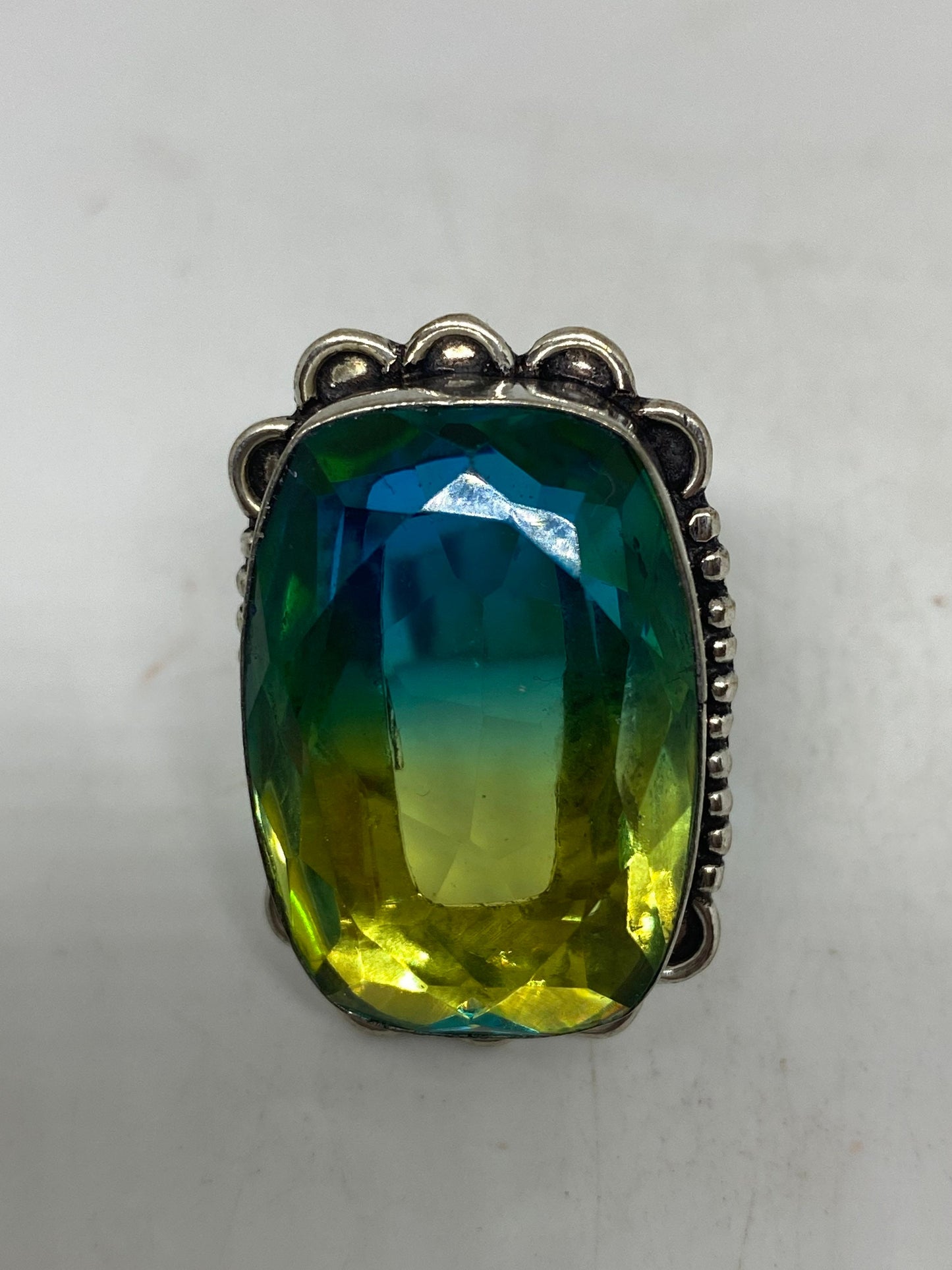 Vintage Art Glass Ring, German Silver, Size 6.25