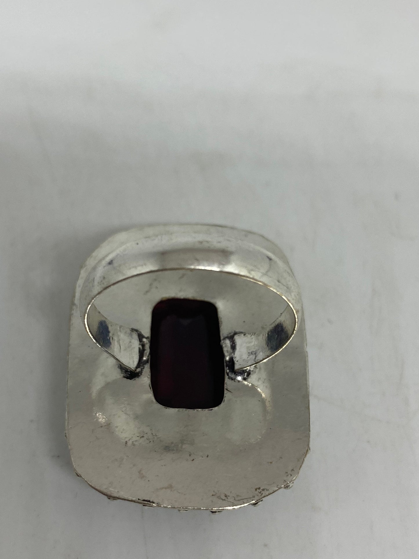 Vintage Art Glass Ring, German Silver Purple Knuckle Ring, Size 8.5