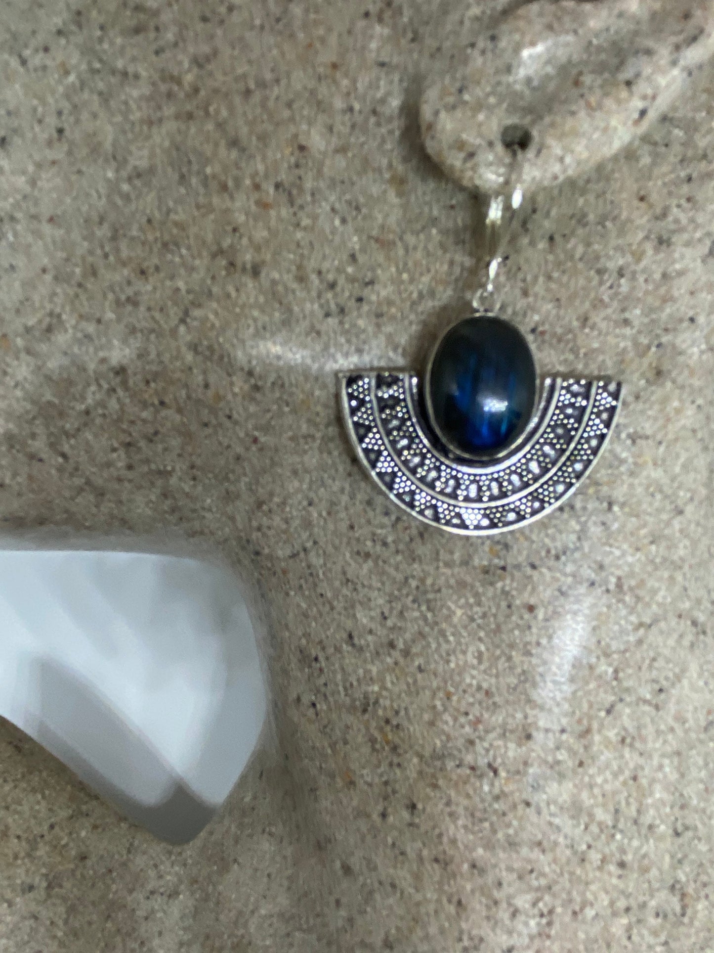 Vintage Rainbow Labradorite Earrings Silver Dangle 925 Sterling Silver Leverbacks