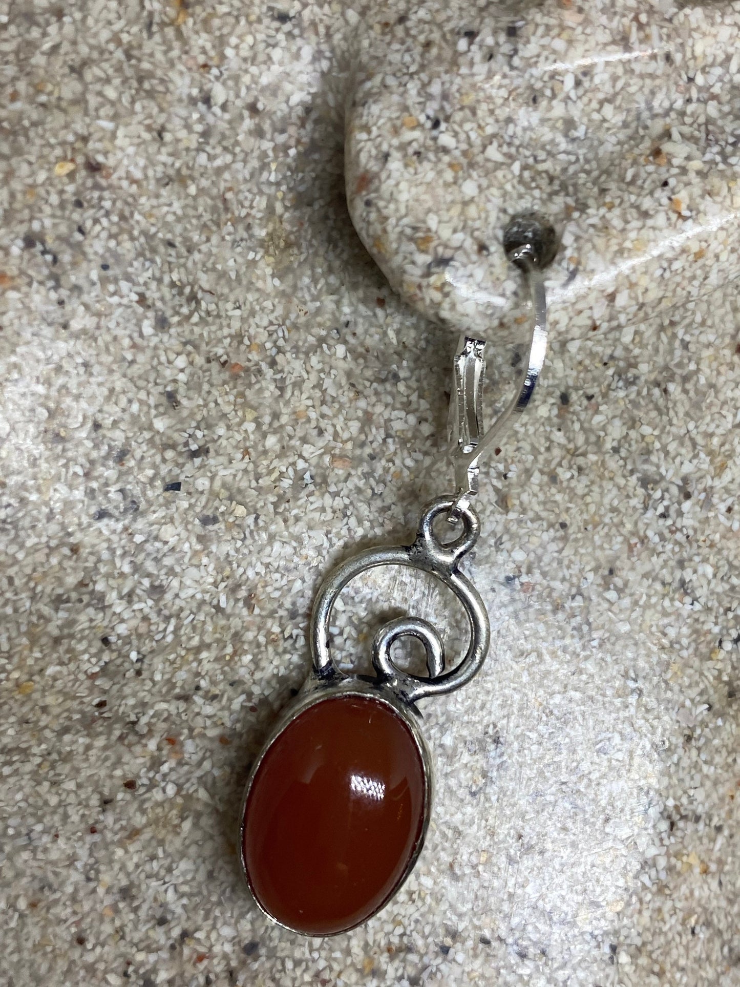 Carnilian Charm Gemstone Sterling Silver Dangle Earrings