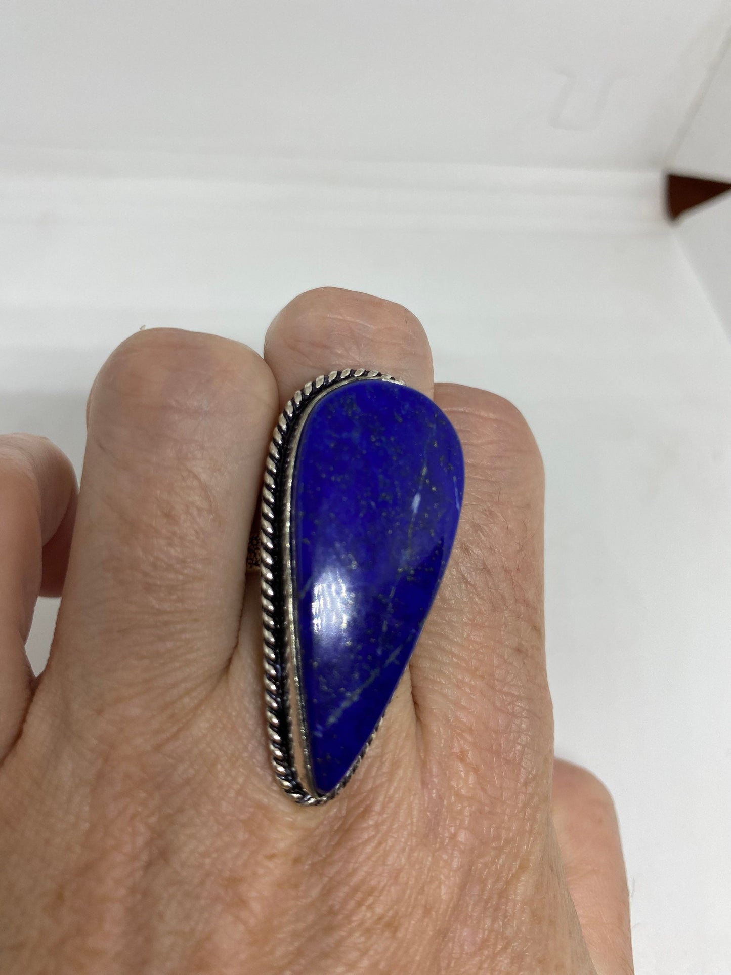 Vintage Blue Genuine Lapis Lazuli Ring Size 8