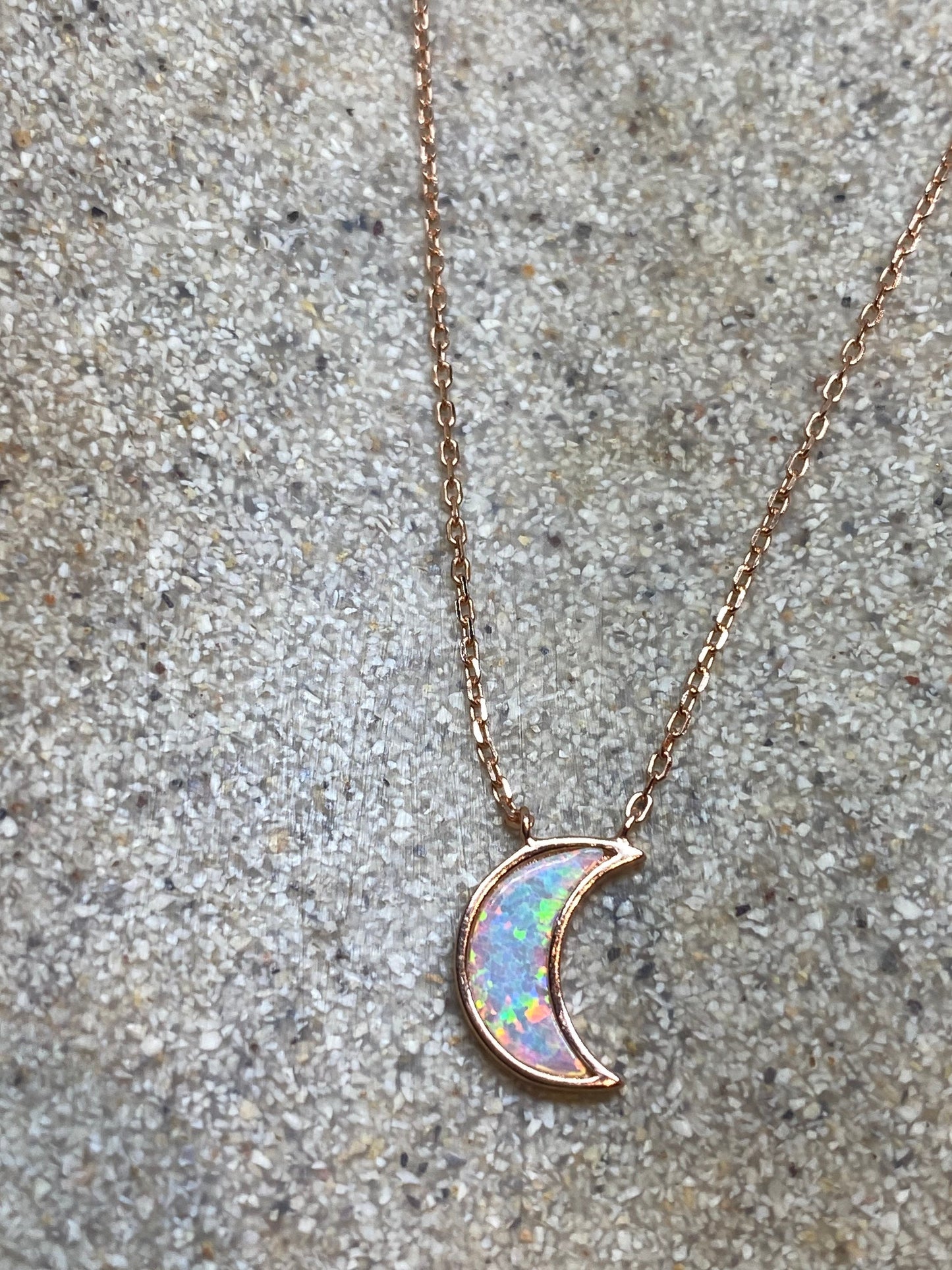 Vintage White Opal Choker Rose Gold 925 Sterling Silver Pendant Necklace