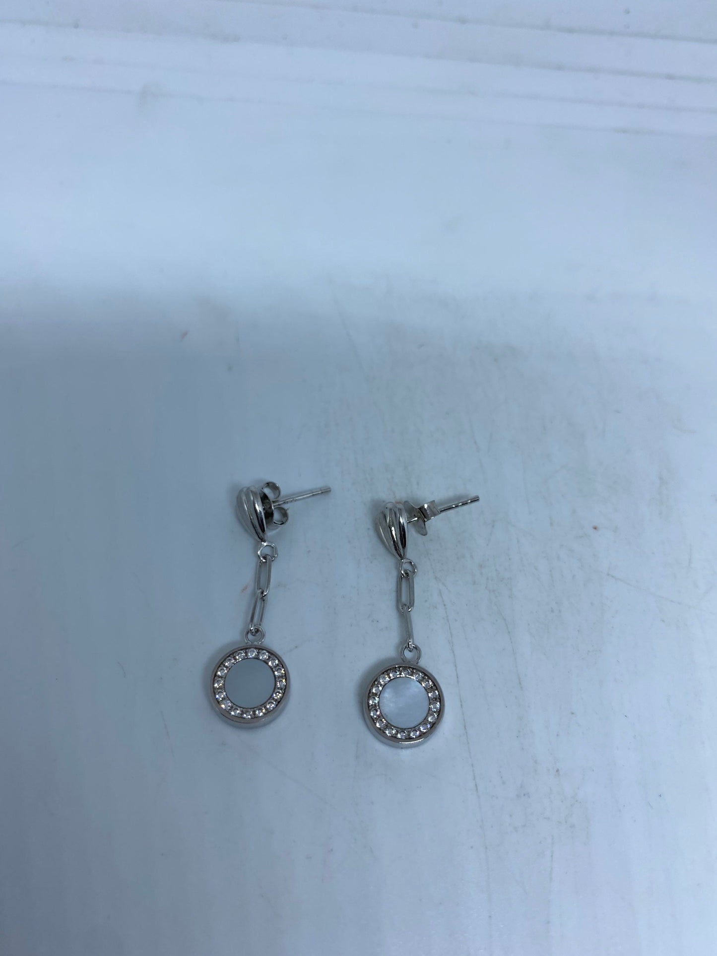 Vintage Genuine Mother of Pearl 925 Sterling Silver dangle earrings