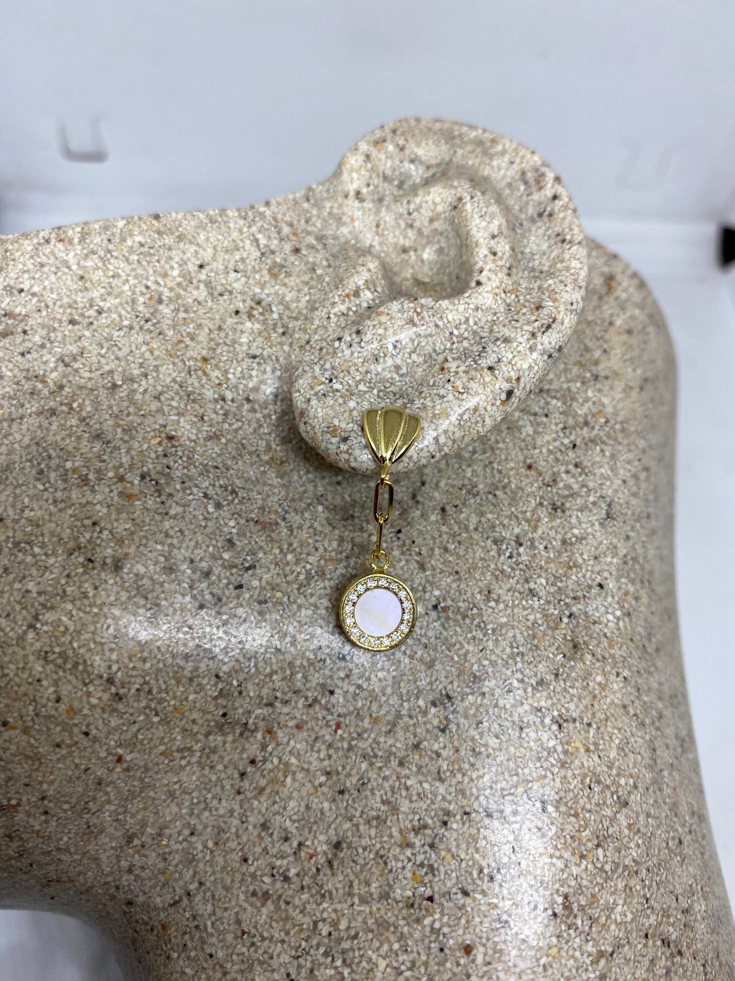 Vintage Genuine Mother of Pearl 925 Sterling Silver Dangle Earrings