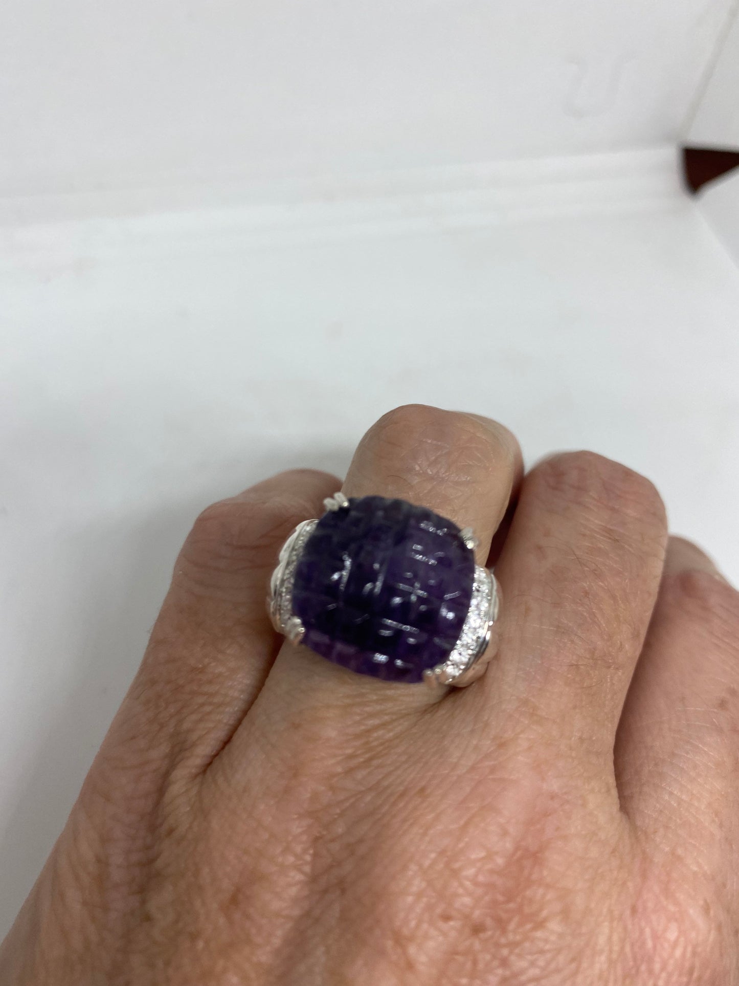 Vintage Deep Purple Genuine Amethyst 925 Sterling Silver Gothic Ring