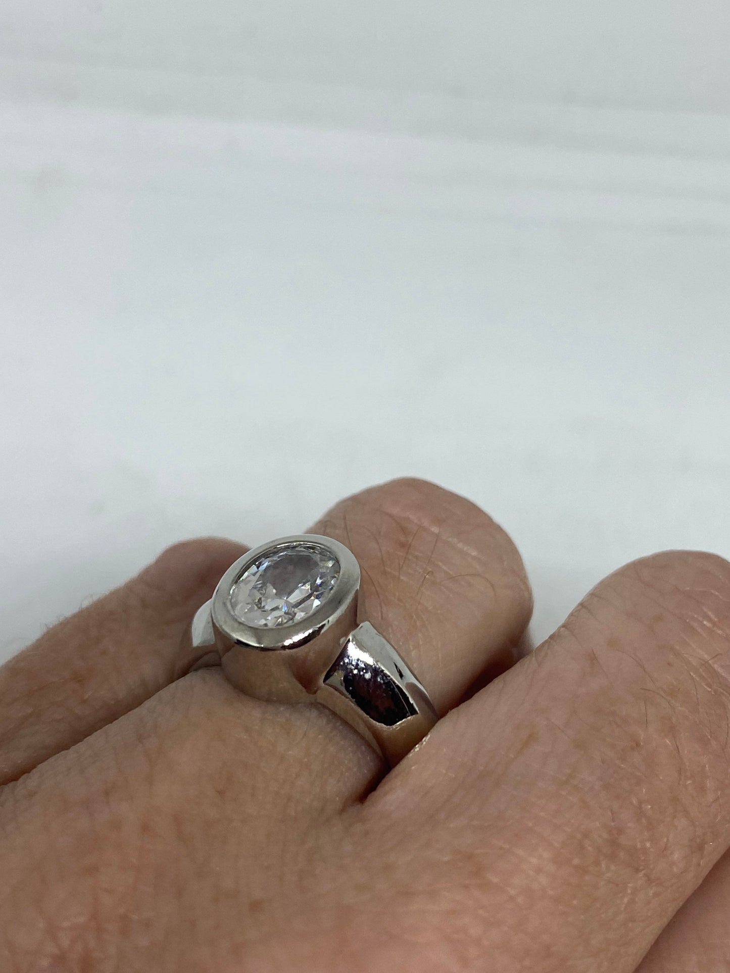 Vintage Engagement Ring Clear CZ 925 Sterling Silver Cocktail